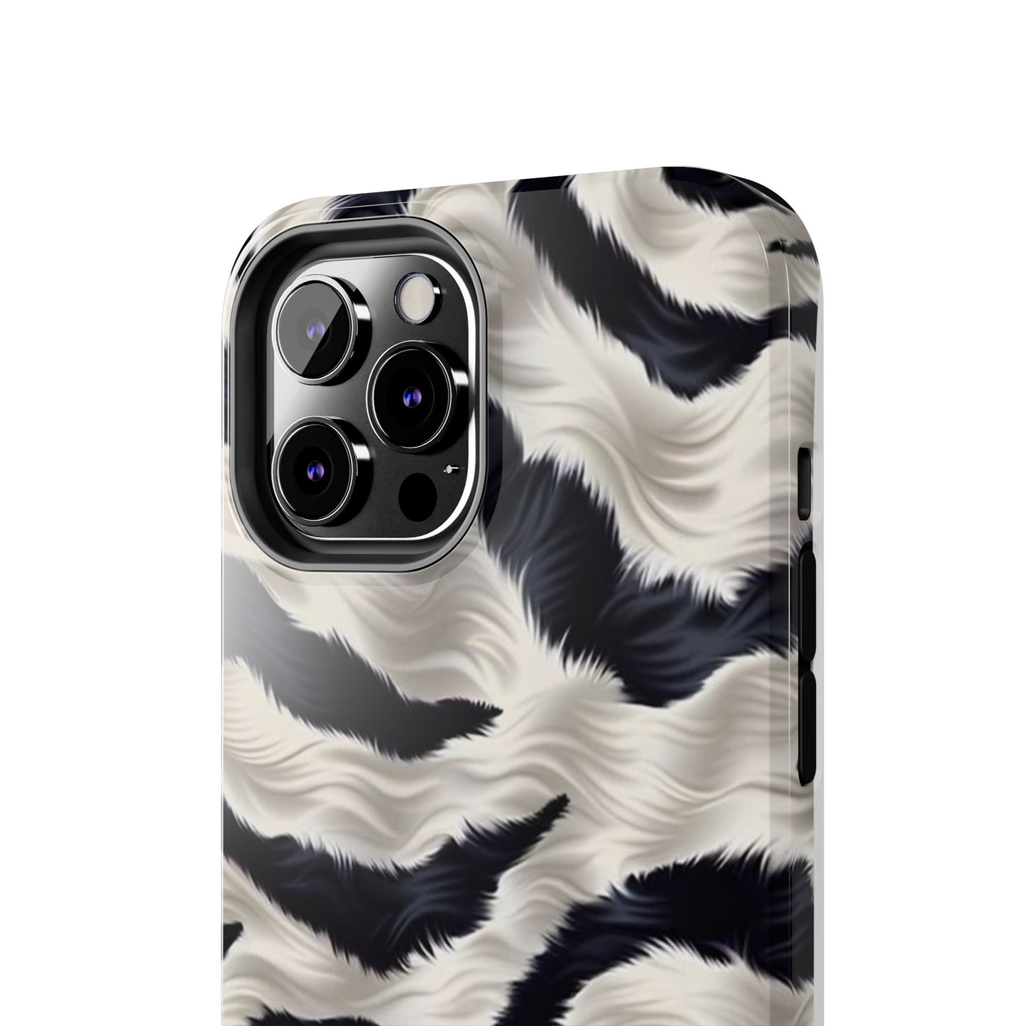 Faux Fur Zebra Tough Phone Case — Black & Ivory Animal Print