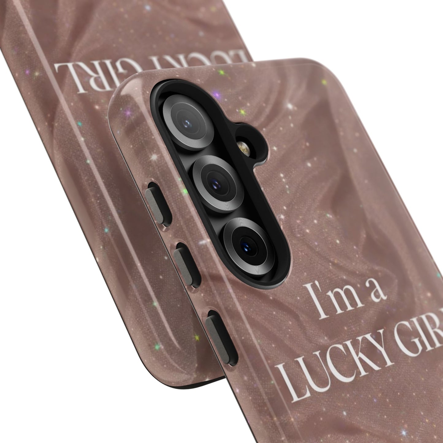 I'm a Lucky Girl Tough Phone Case – Sparkling Rose Marble Protective Cover