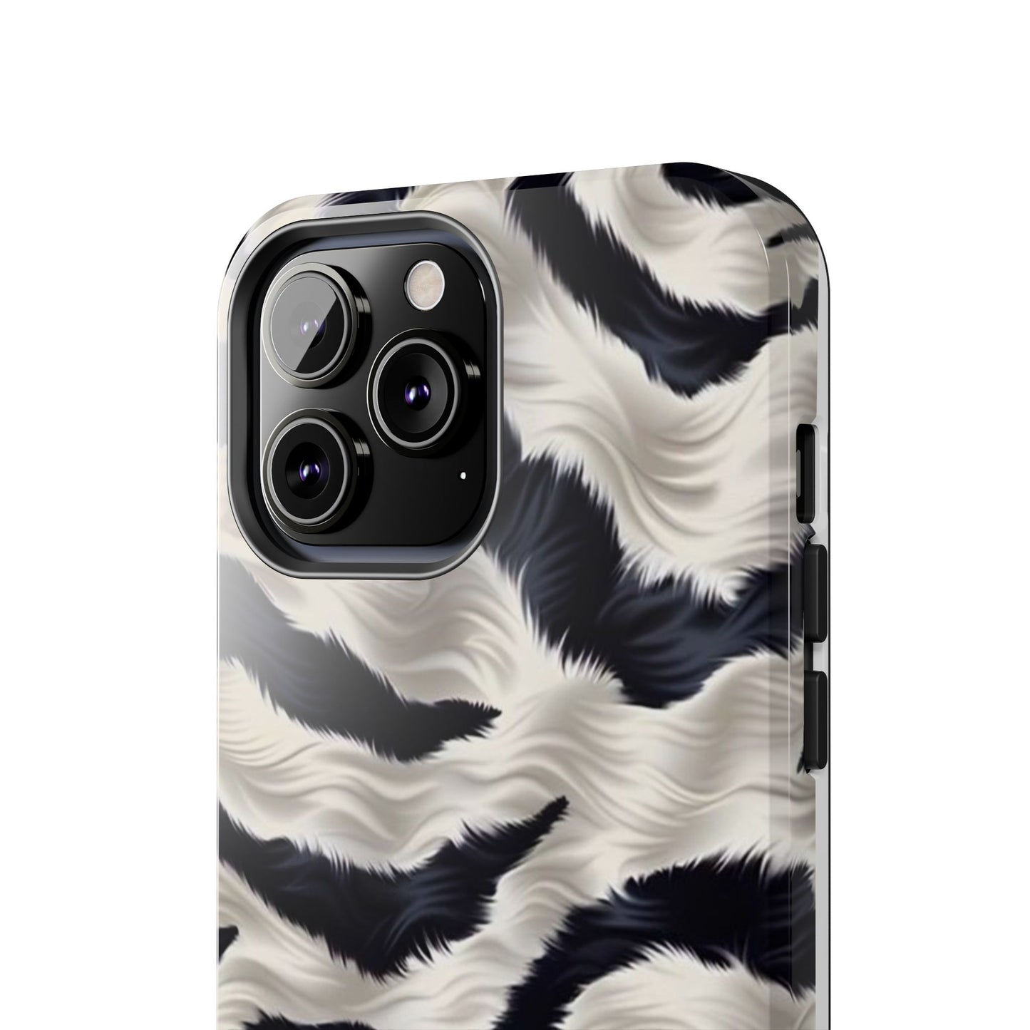 Faux Fur Zebra Tough Phone Case — Black & Ivory Animal Print
