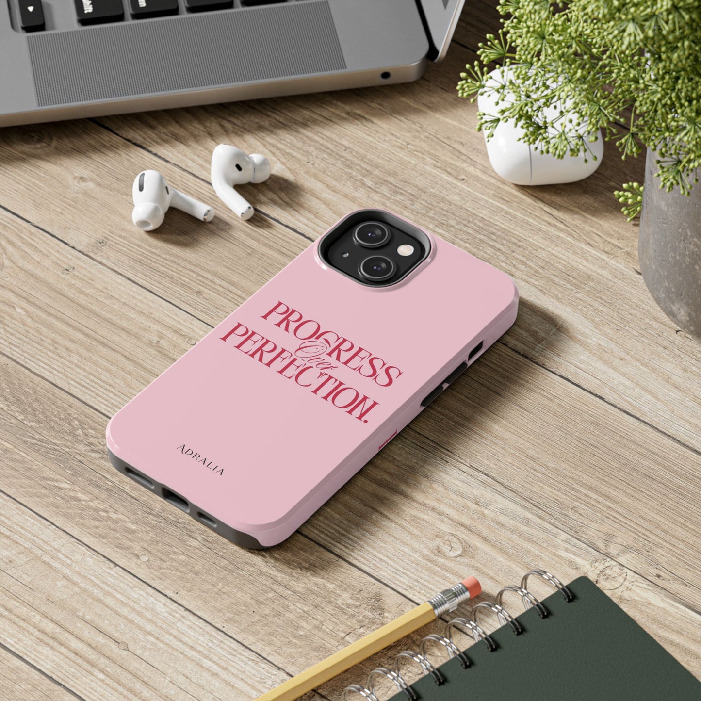 Progress Over Perfection Tough Phone Case — Pink Inspirational Protective Cover