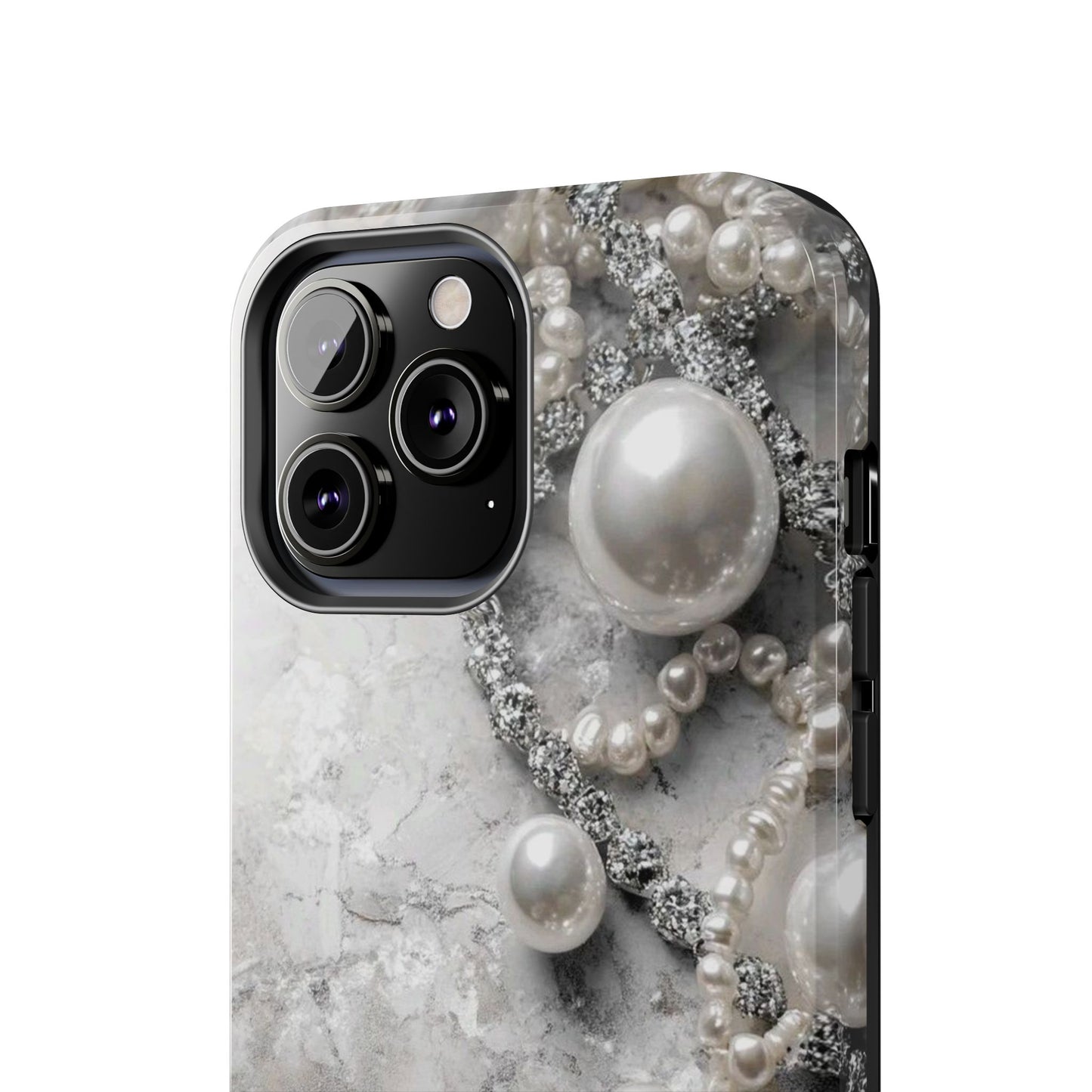 Pearl Luxe Tough Phone Case — Elegant Pearl & Crystal Protective Cover