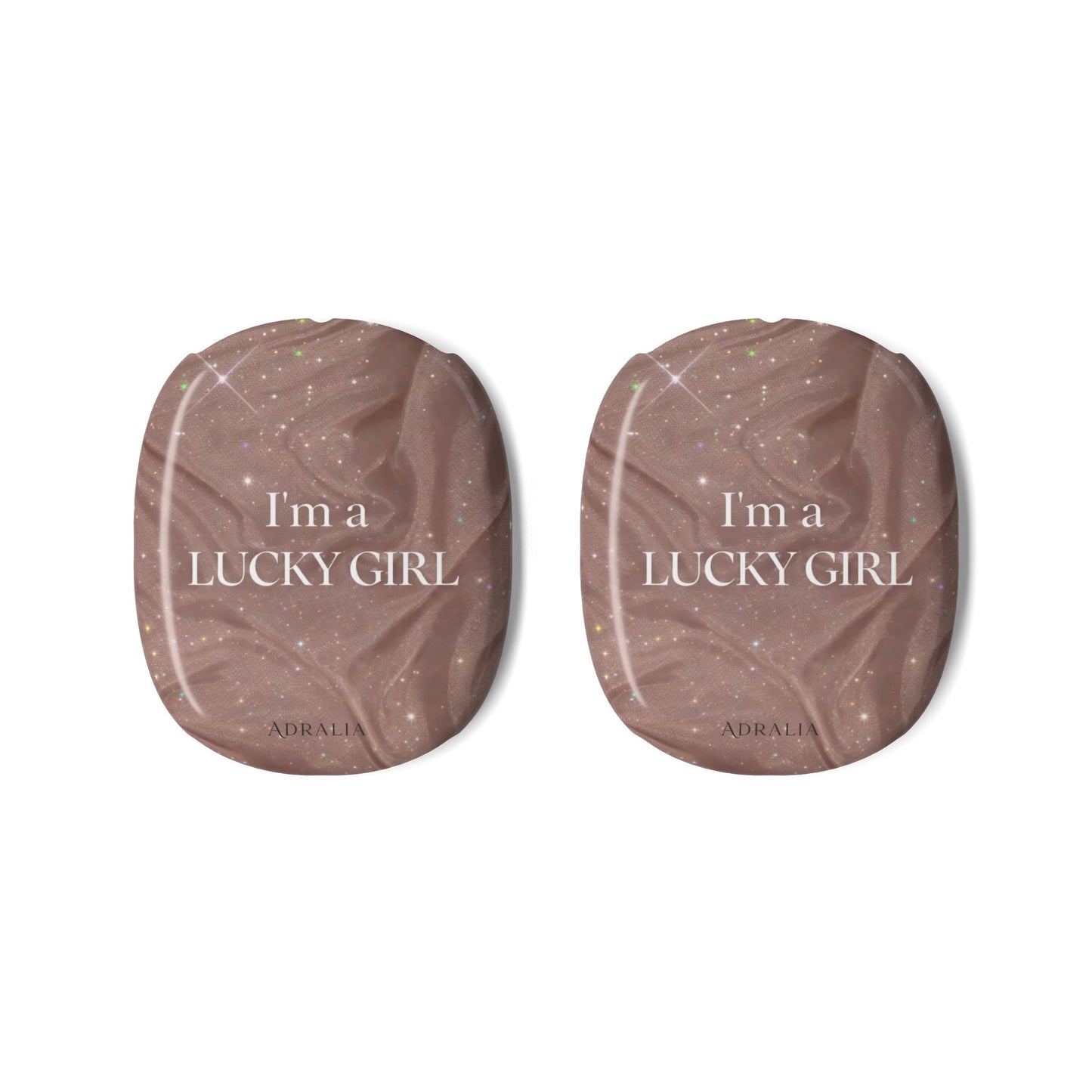 AirPods Max Shell Case — “I’m a Lucky Girl” Pink Sparkle Protective Covers