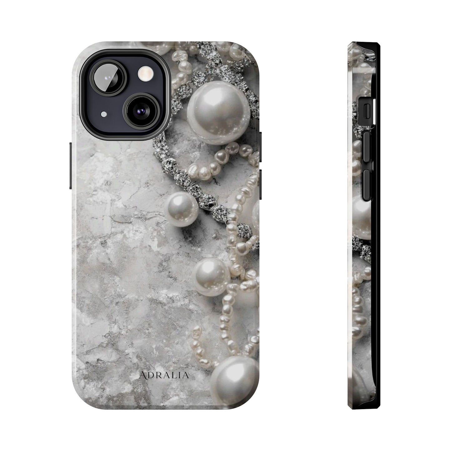 Pearl Luxe Tough Phone Case — Elegant Pearl & Crystal Protective Cover