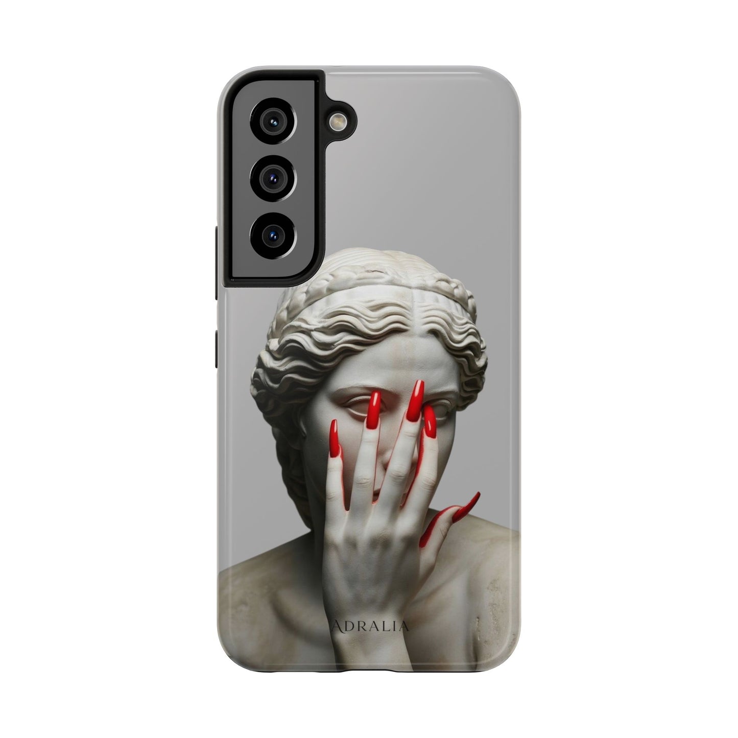 Statue with Red Nails Phone Case — Moody Classical Art Protective Case