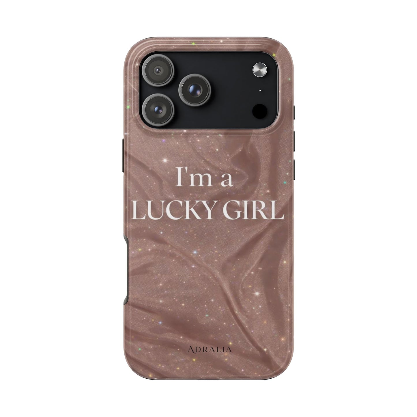 I'm a Lucky Girl Tough Phone Case – Sparkling Rose Marble Protective Cover