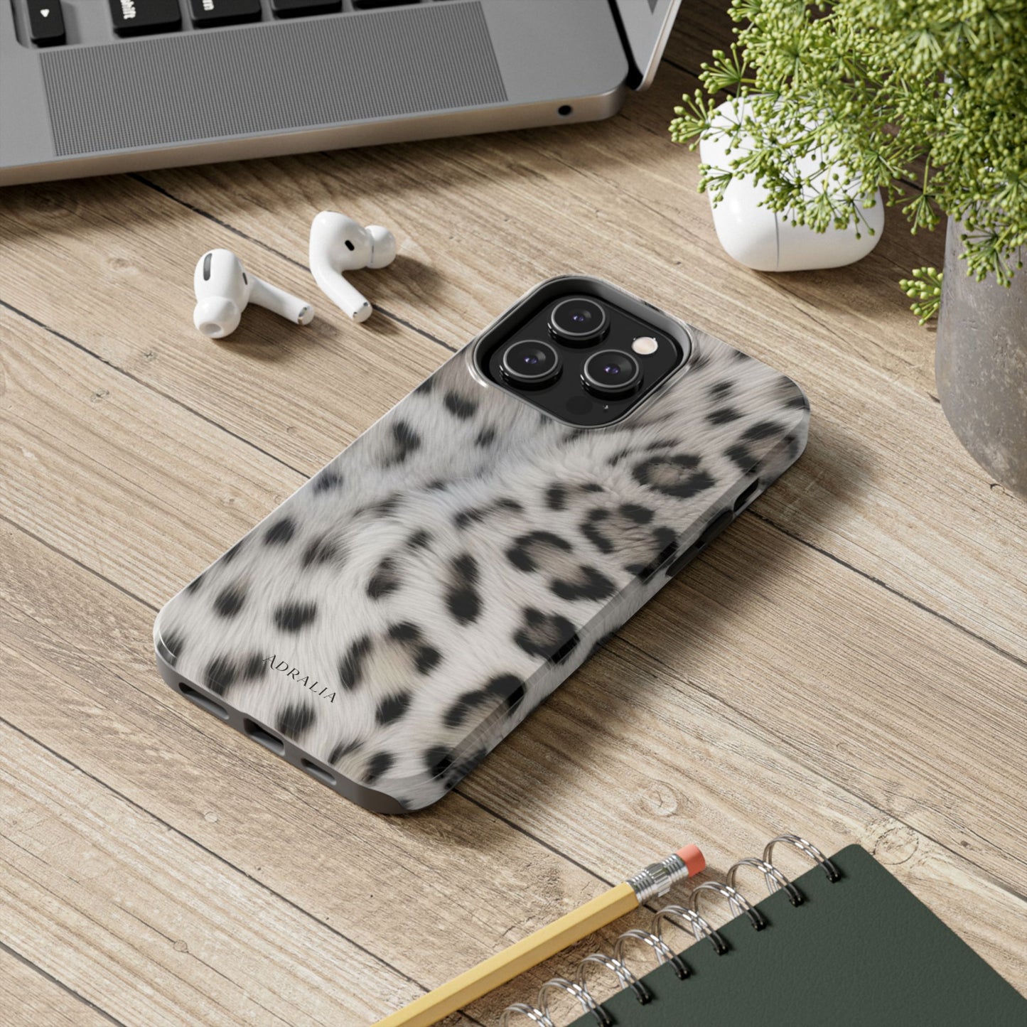 Leopard Fur Tough Phone Case — White Snow Cheetah Protective Cover