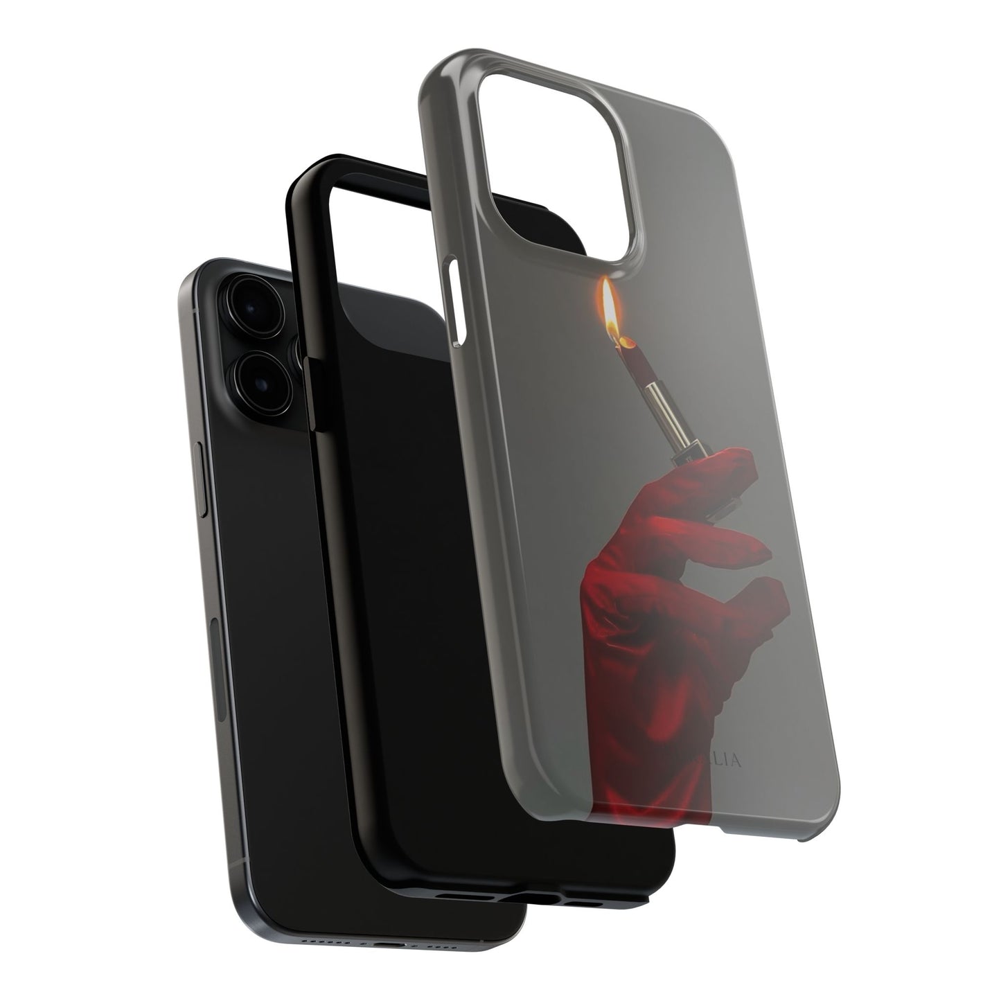 Red Glove Lighter Tough Phone Case — Dark Gothic Flame Protective Cover