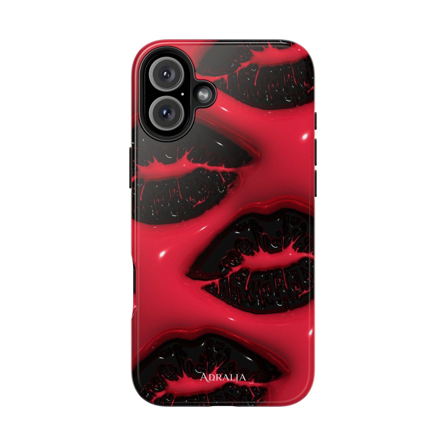 Tough Phone Case – Red Gloss Kiss Print, Shockproof Protective Cover