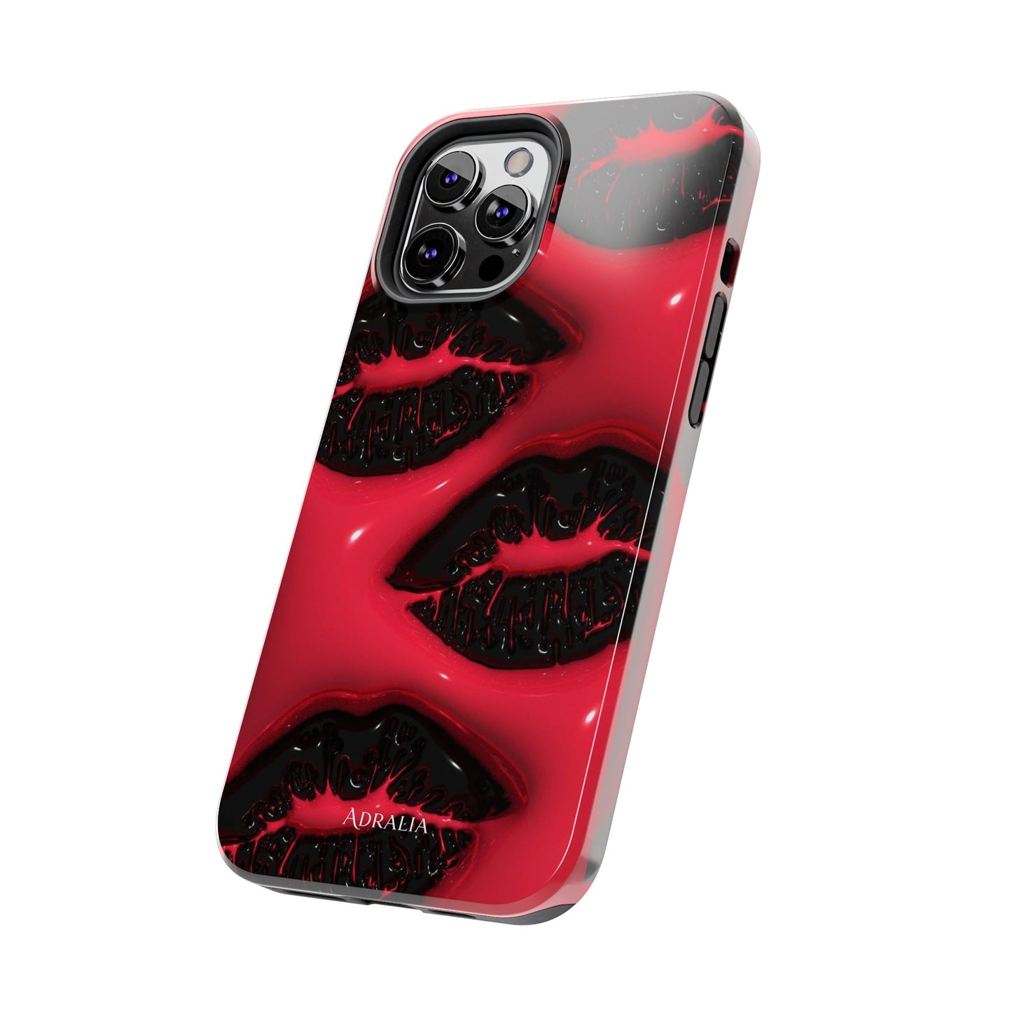 Tough Phone Case – Red Gloss Kiss Print, Shockproof Protective Cover
