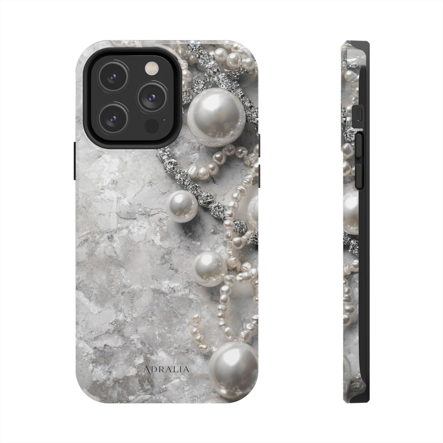 Pearl Luxe Tough Phone Case — Elegant Pearl & Crystal Protective Cover