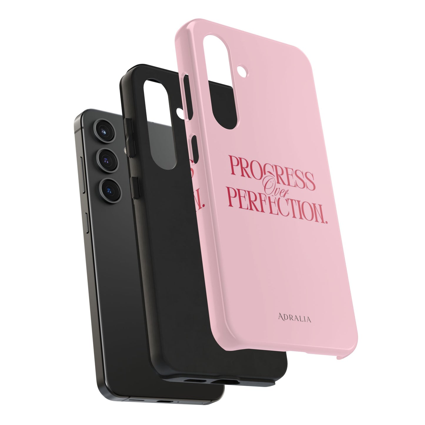 Progress Over Perfection Tough Phone Case — Pink Inspirational Protective Cover
