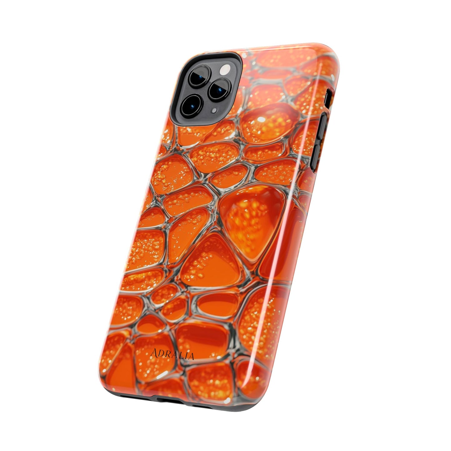 Orange Resin Abstract Tough Phone Case — Durable Protective iPhone Cover