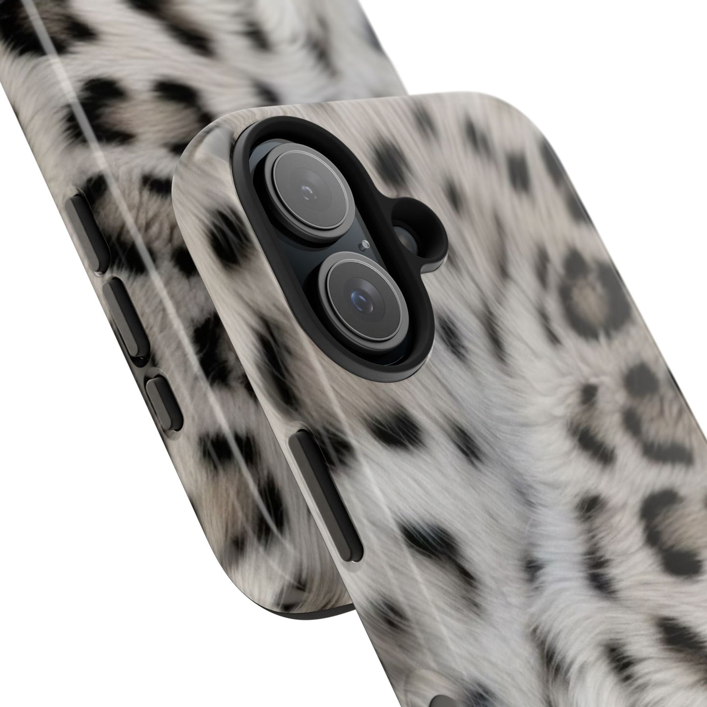 Leopard Fur Tough Phone Case — White Snow Cheetah Protective Cover