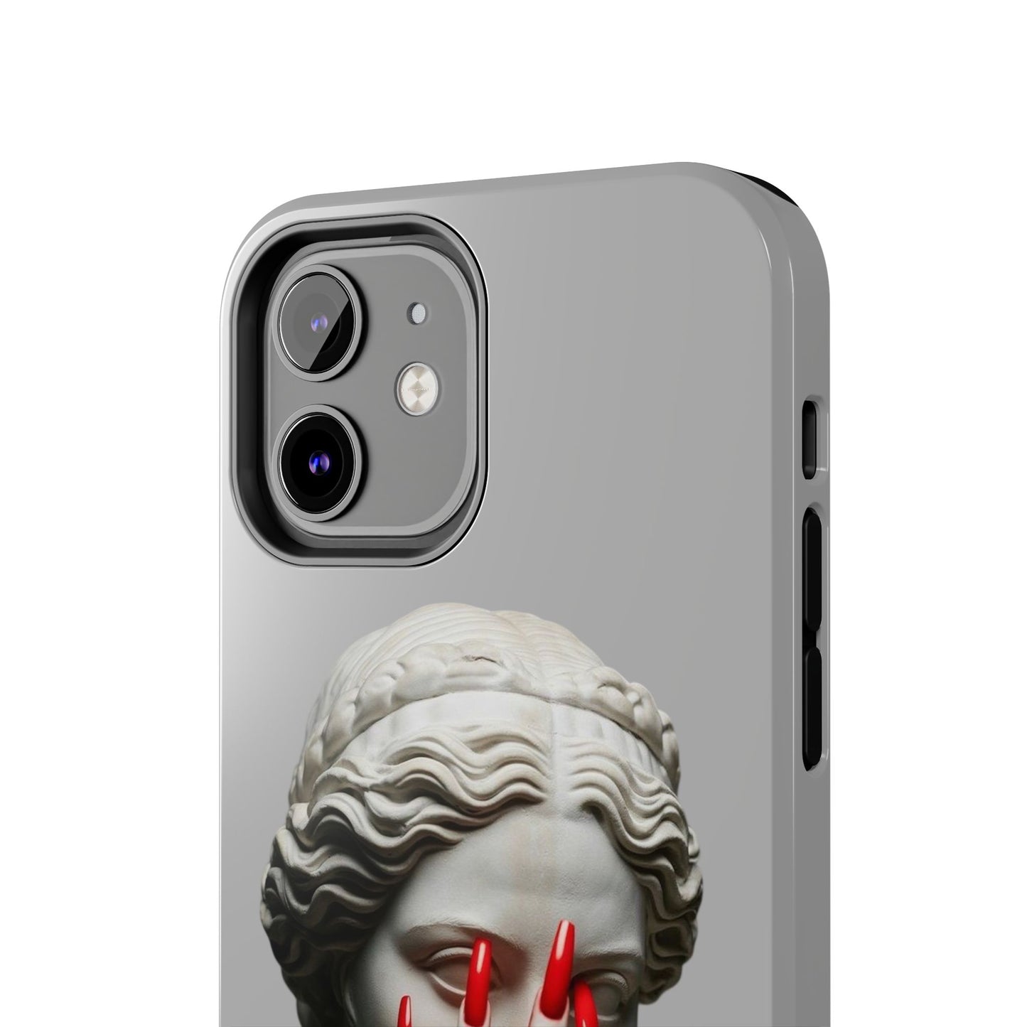Statue with Red Nails Phone Case — Moody Classical Art Protective Case
