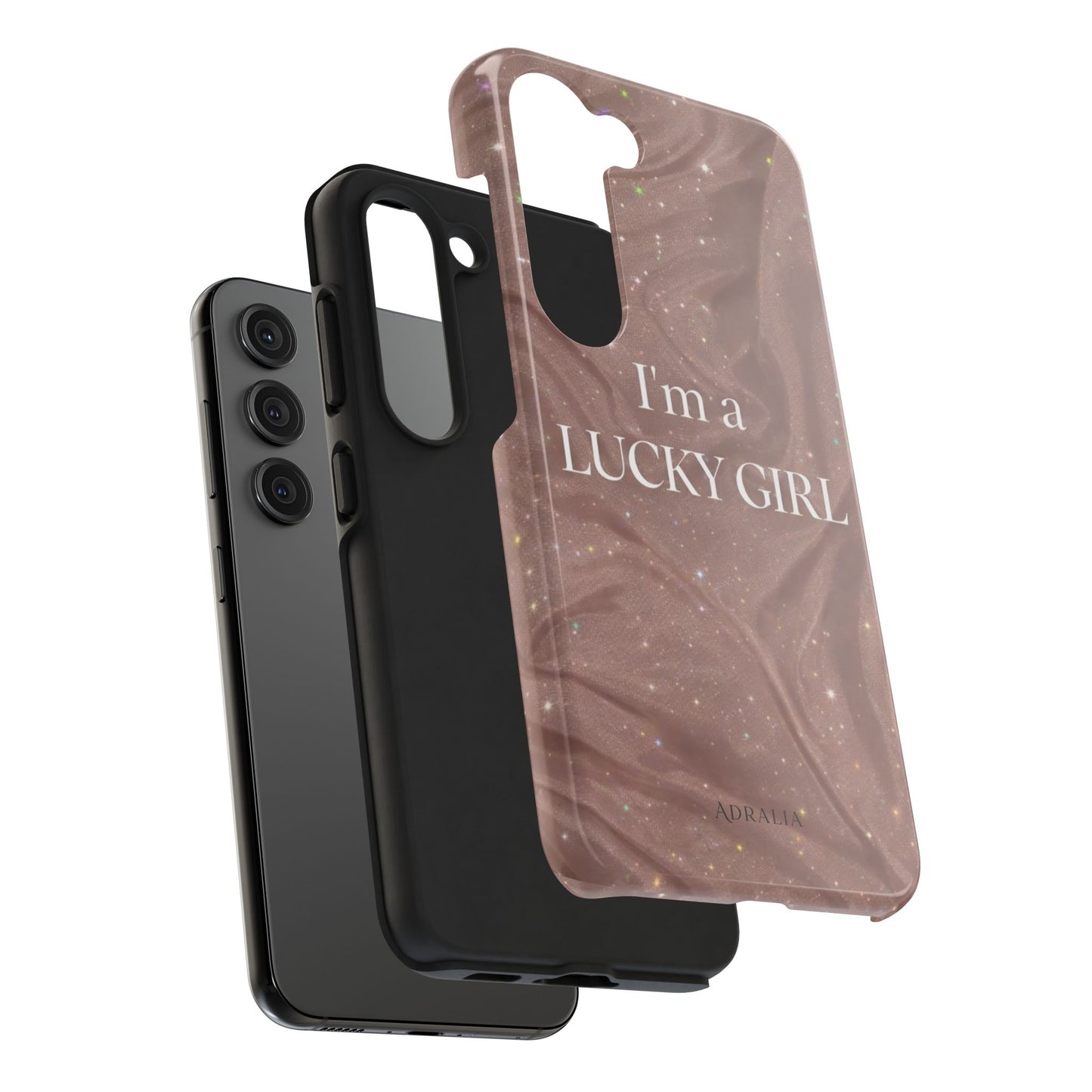 I'm a Lucky Girl Tough Phone Case – Sparkling Rose Marble Protective Cover