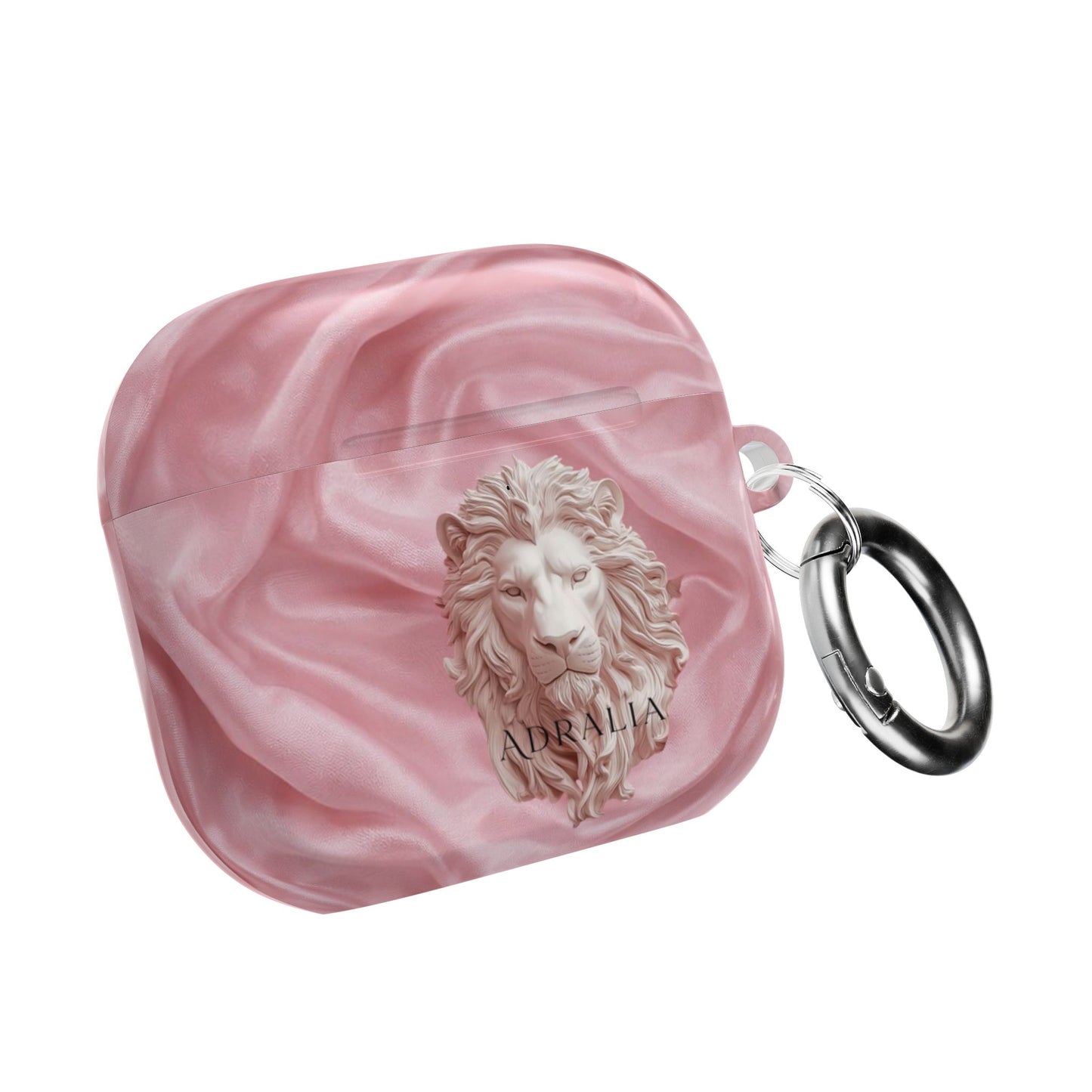Pink Marble Lion AirPod Case — Elegant Protective Cover