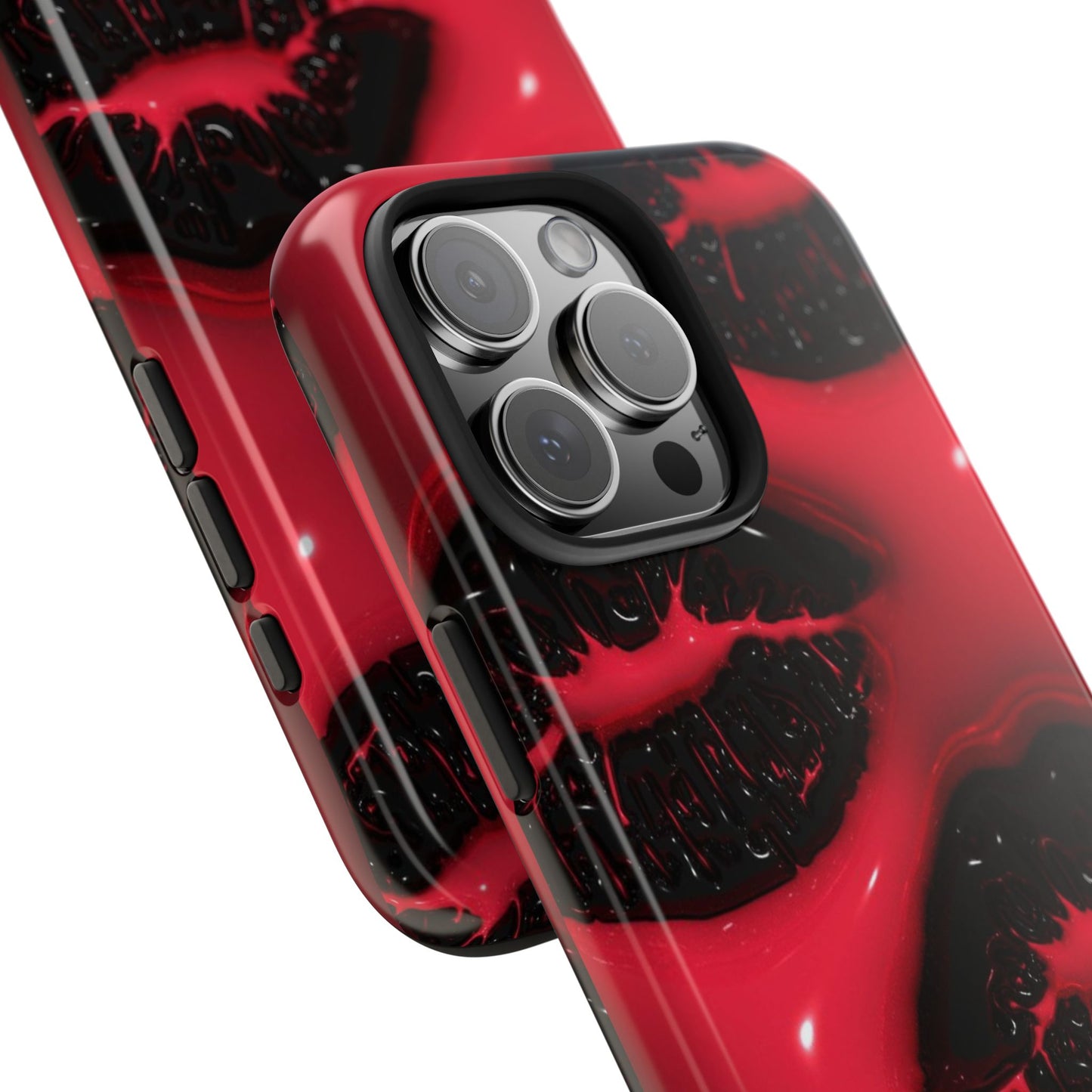 Tough Phone Case – Red Gloss Kiss Print, Shockproof Protective Cover