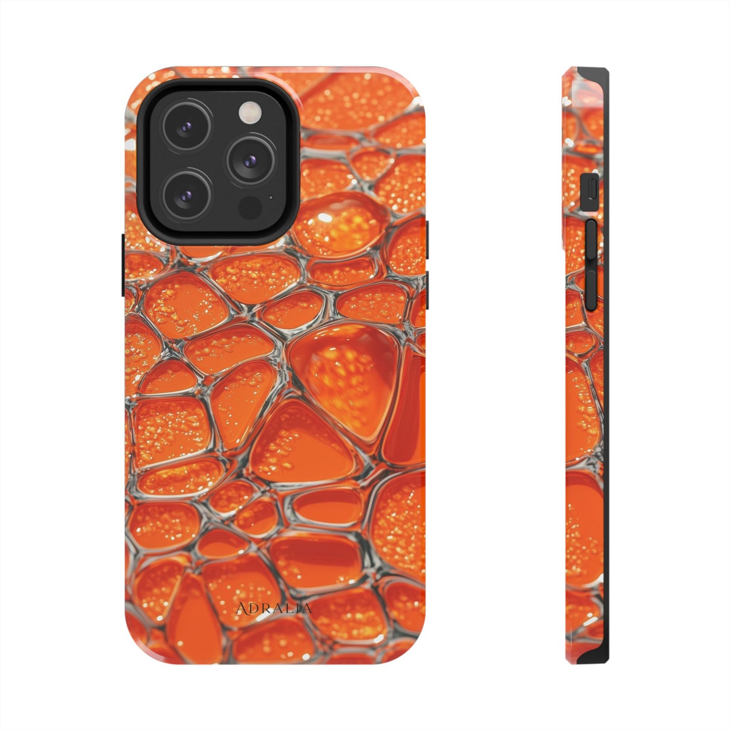Orange Resin Abstract Tough Phone Case — Durable Protective iPhone Cover