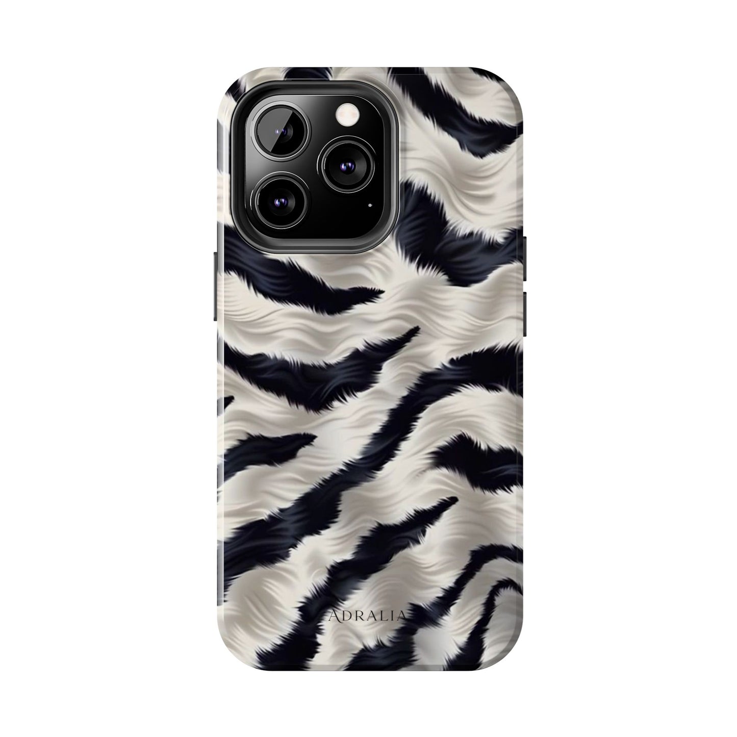 Faux Fur Zebra Tough Phone Case — Black & Ivory Animal Print