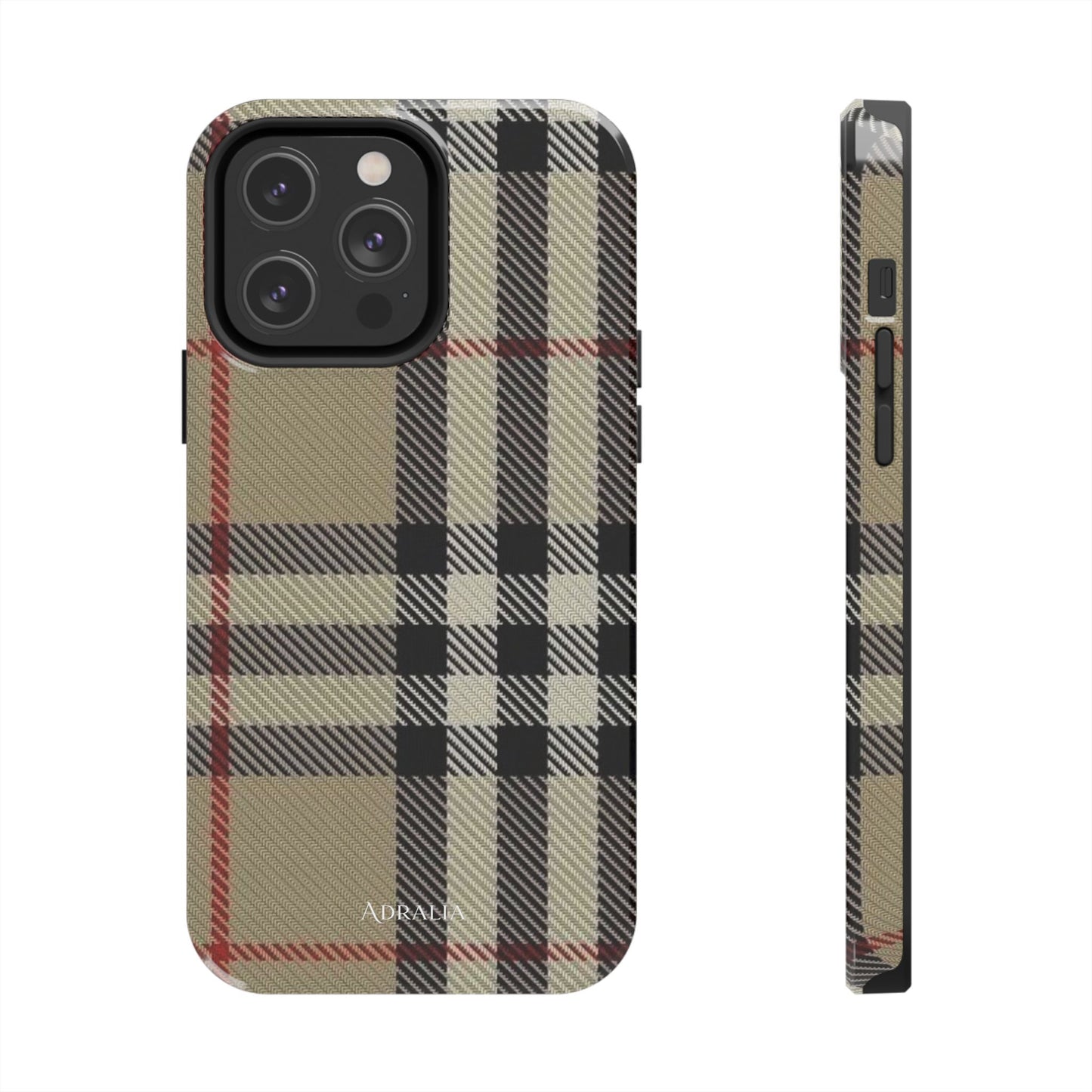 Plaid Tough Phone Case — Classic Beige Check Protective Cover