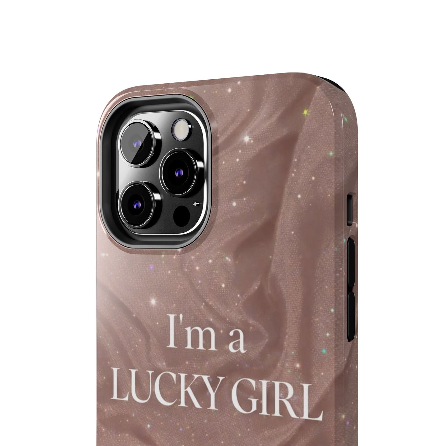 I'm a Lucky Girl Tough Phone Case – Sparkling Rose Marble Protective Cover