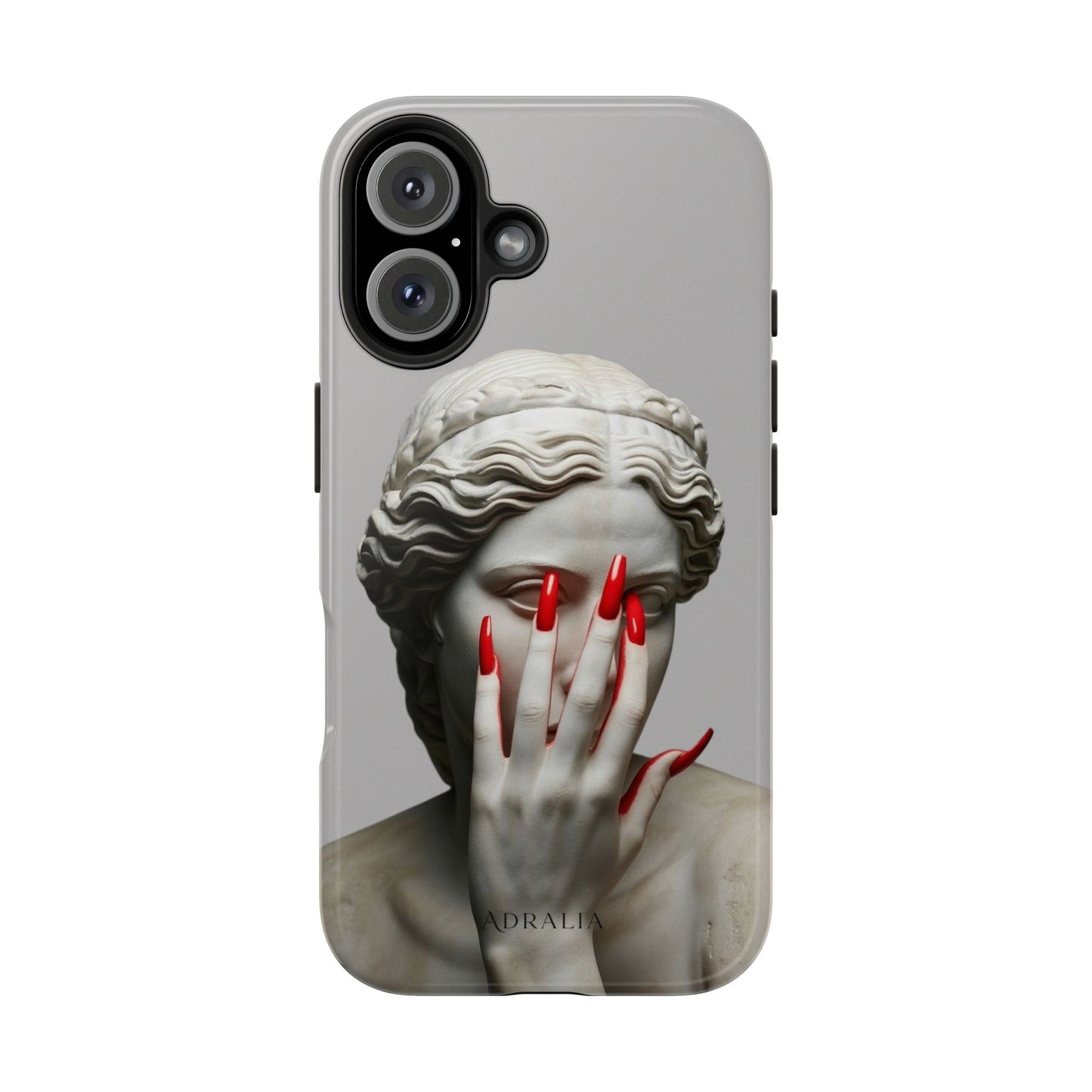 Statue with Red Nails Phone Case — Moody Classical Art Protective Case