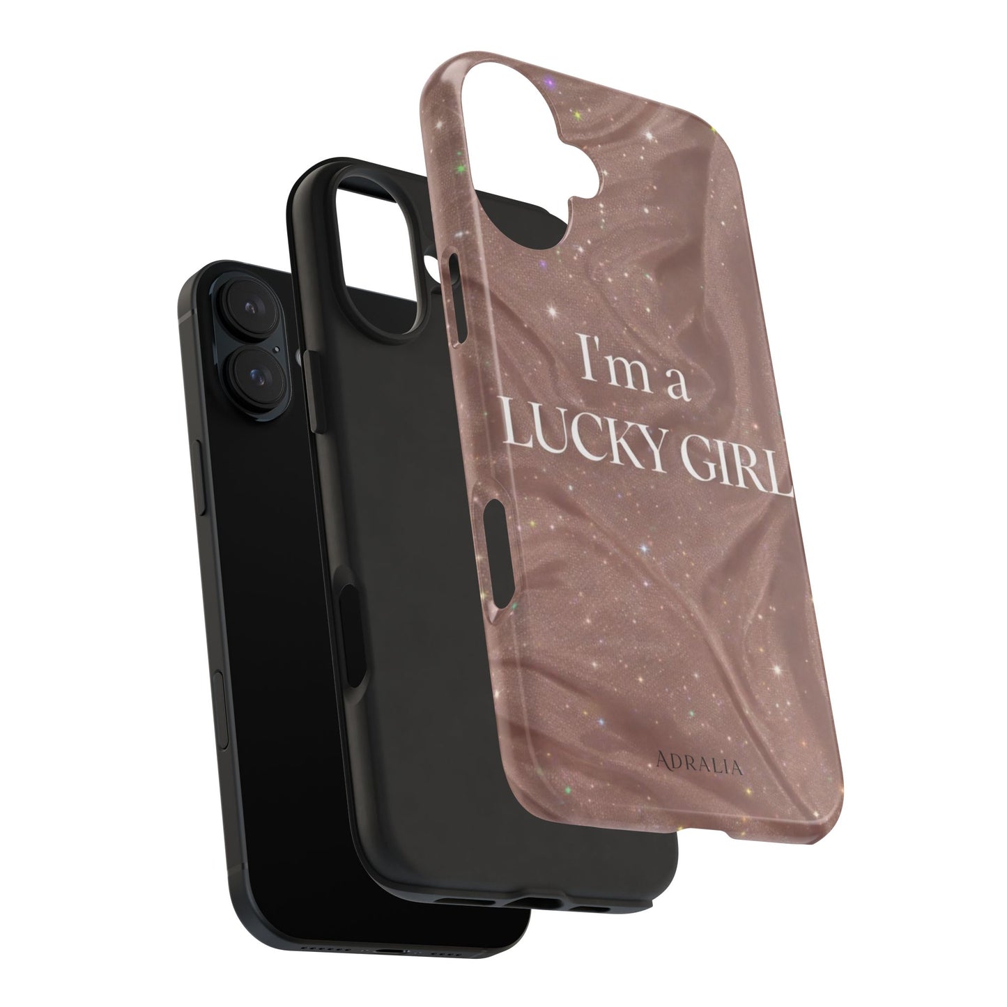 I'm a Lucky Girl Tough Phone Case – Sparkling Rose Marble Protective Cover