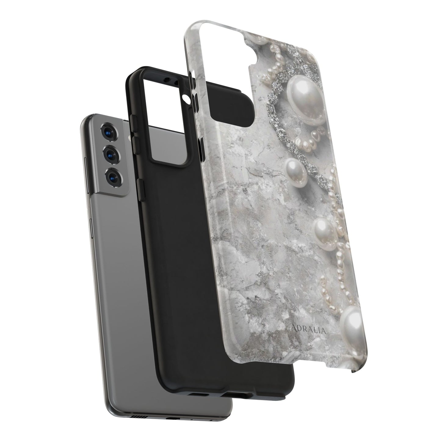 Pearl Luxe Tough Phone Case — Elegant Pearl & Crystal Protective Cover