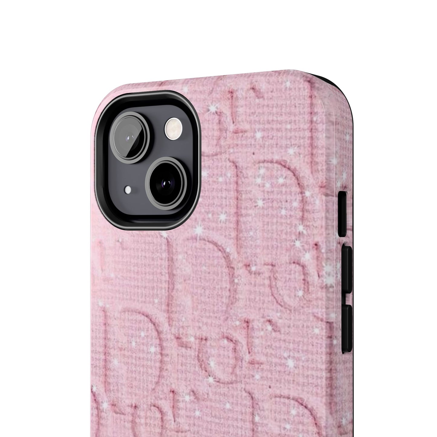 Pink Embossed Tough Phone Case – 'Adralia' Glitter Monogram Protective Cover