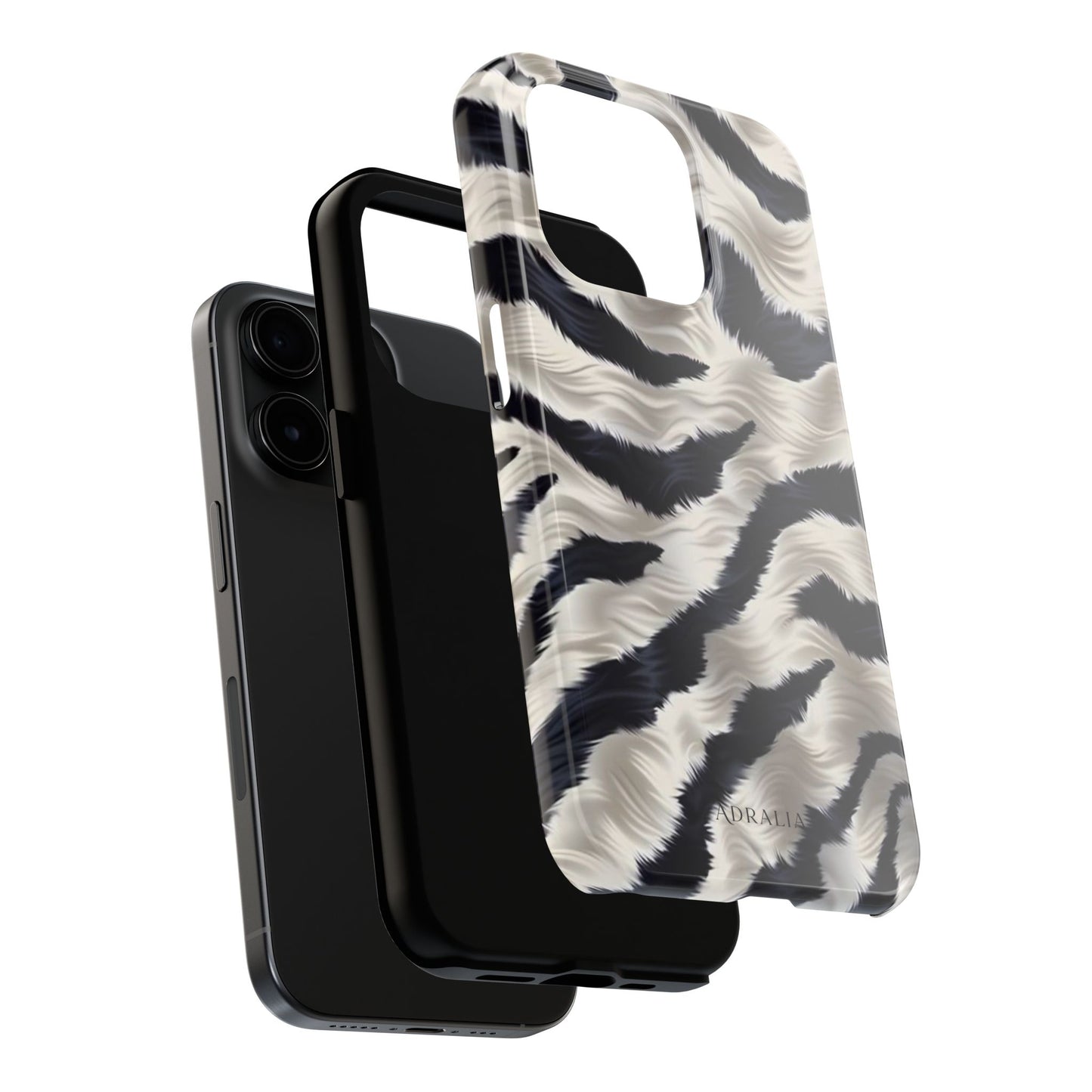 Faux Fur Zebra Tough Phone Case — Black & Ivory Animal Print