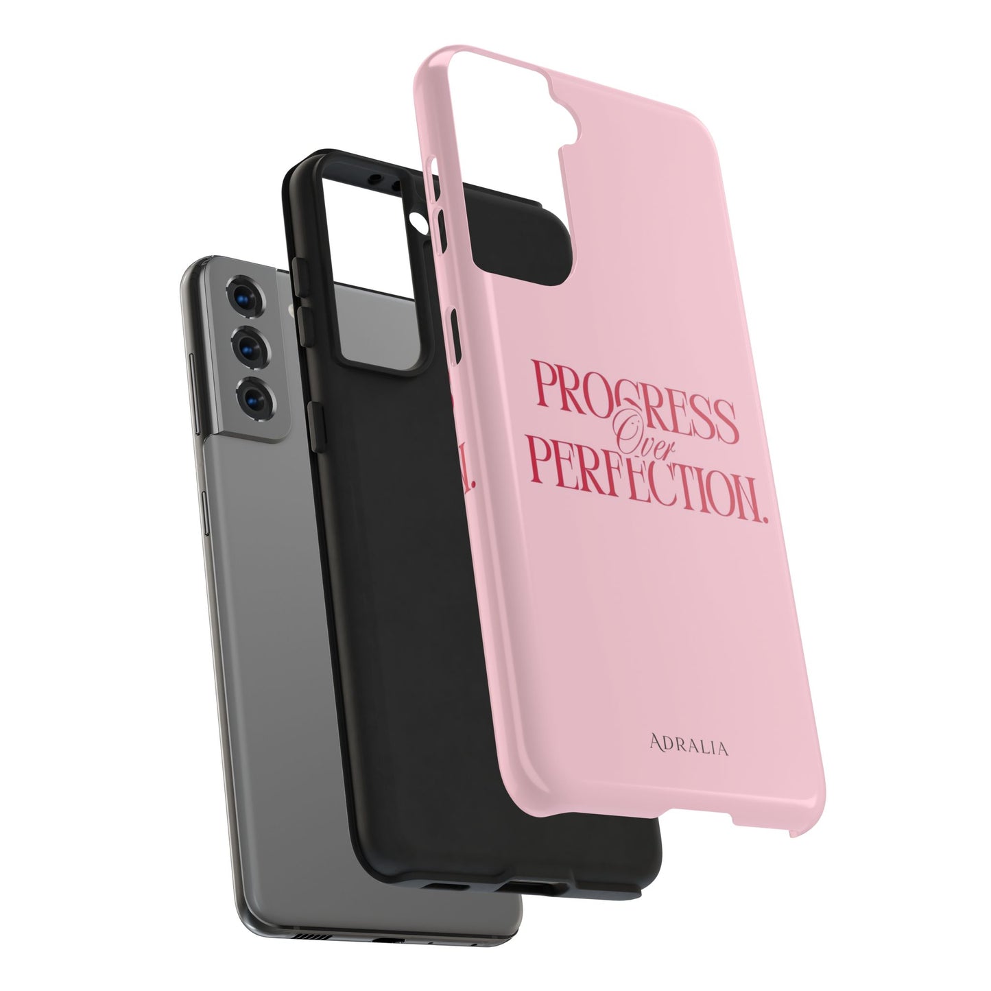 Progress Over Perfection Tough Phone Case — Pink Inspirational Protective Cover