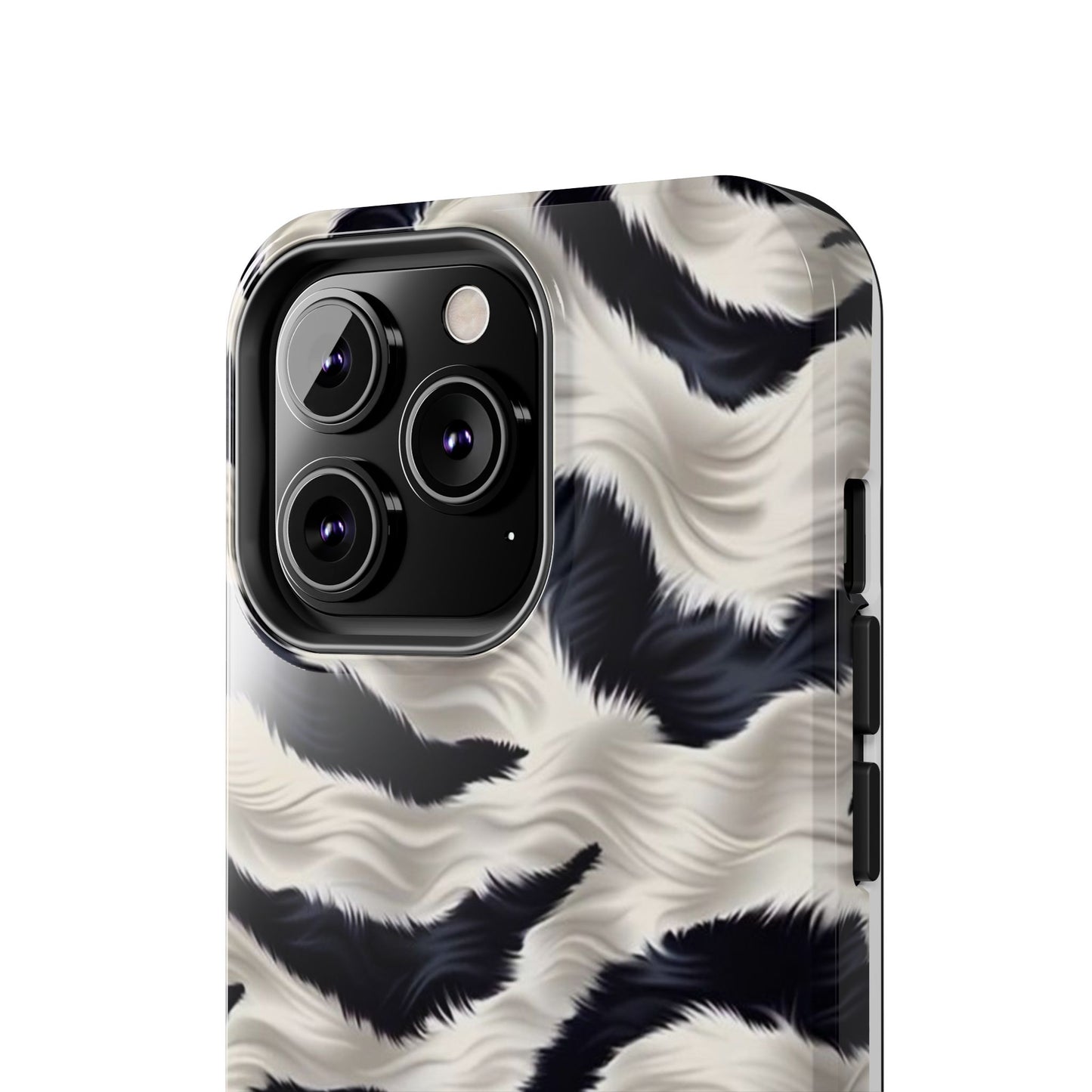Faux Fur Zebra Tough Phone Case — Black & Ivory Animal Print