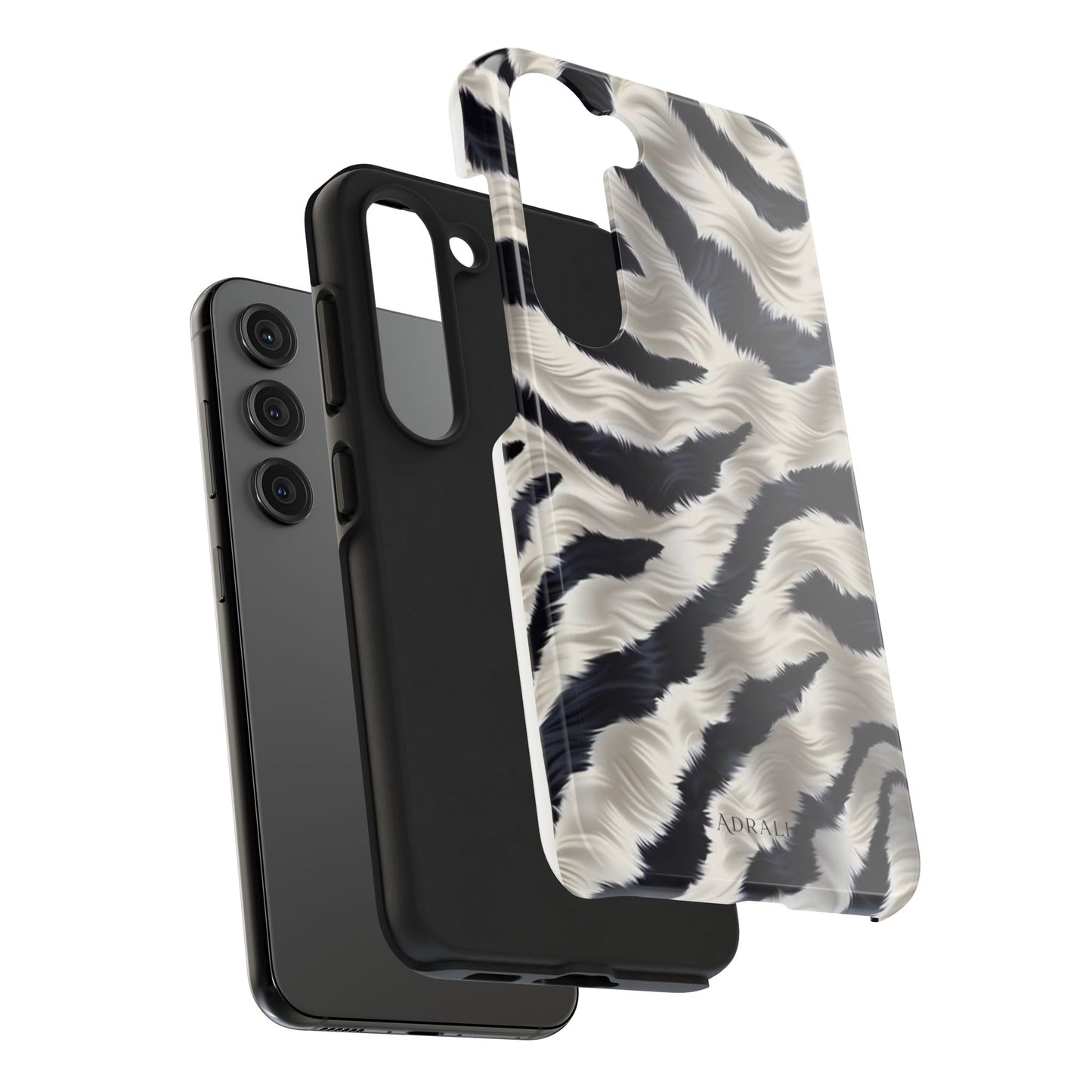 Faux Fur Zebra Tough Phone Case — Black & Ivory Animal Print