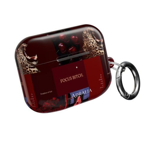 Focus Bitch AirPod Case — Red Leopard Graphic Protective Cover