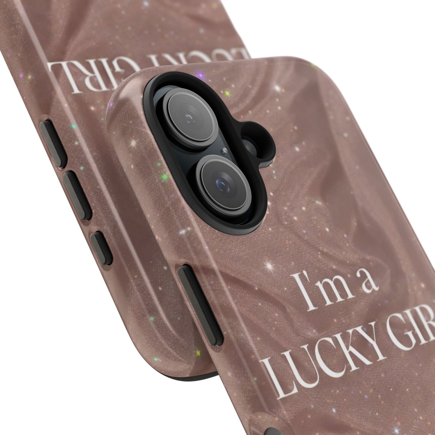 I'm a Lucky Girl Tough Phone Case – Sparkling Rose Marble Protective Cover