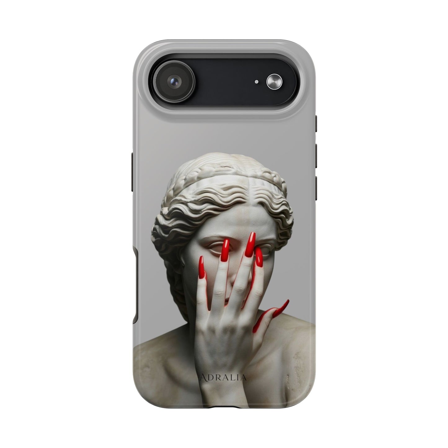 Statue with Red Nails Phone Case — Moody Classical Art Protective Case