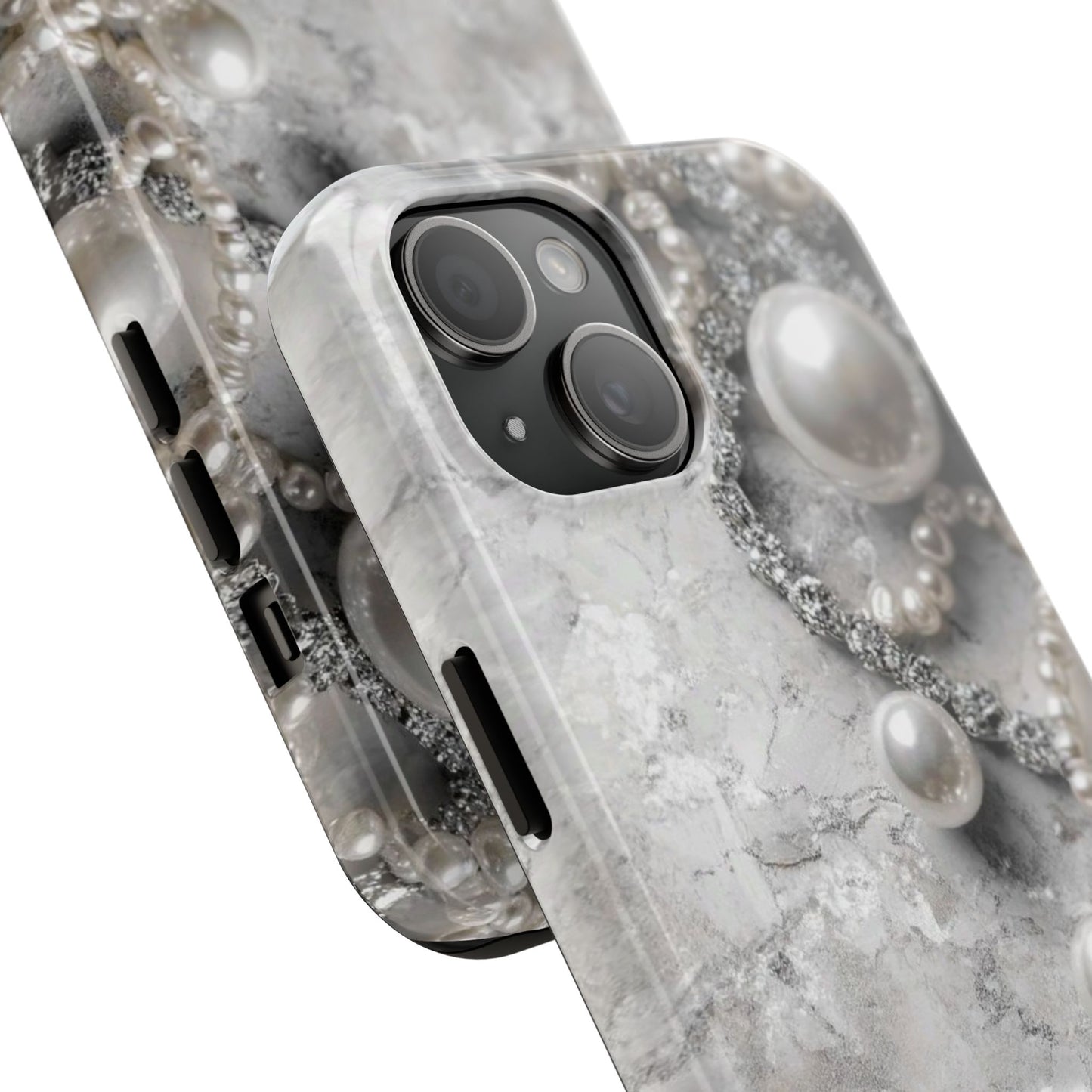 Pearl Luxe Tough Phone Case — Elegant Pearl & Crystal Protective Cover