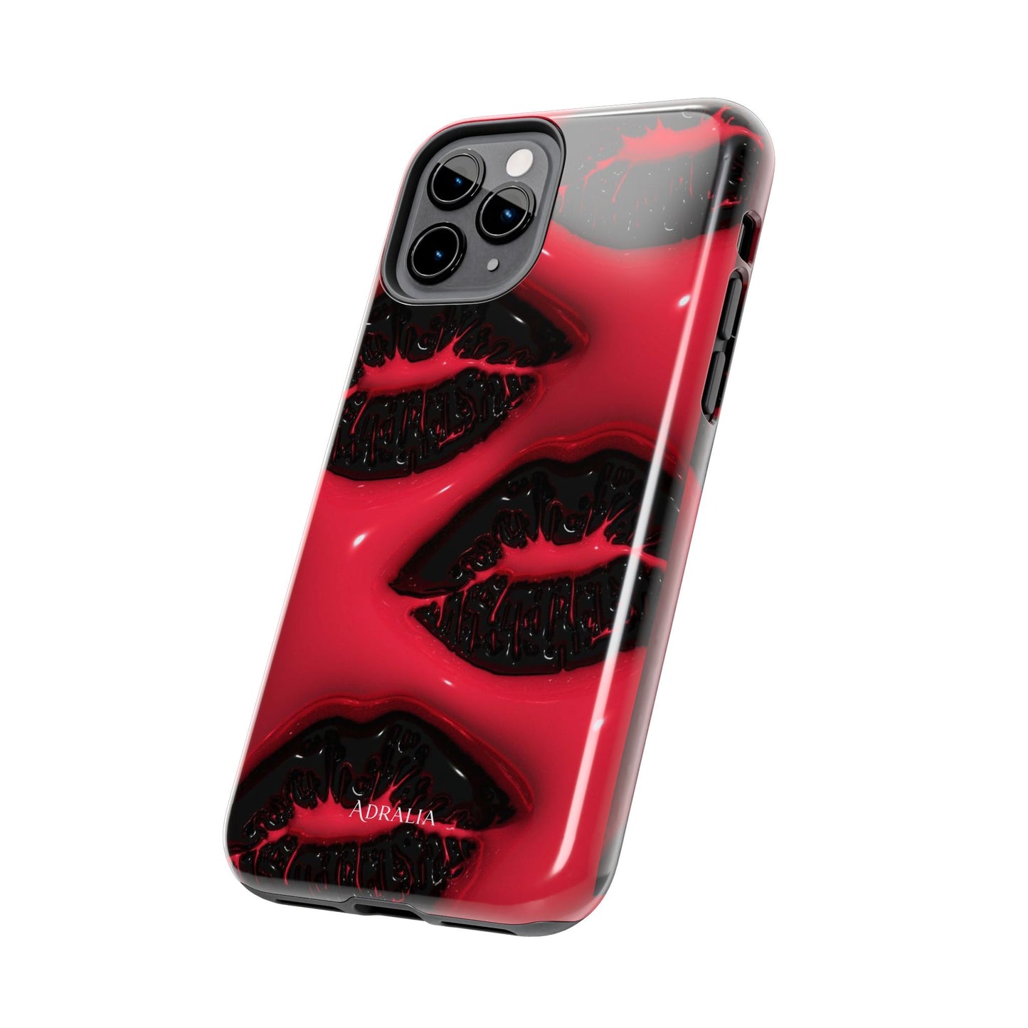 Tough Phone Case – Red Gloss Kiss Print, Shockproof Protective Cover