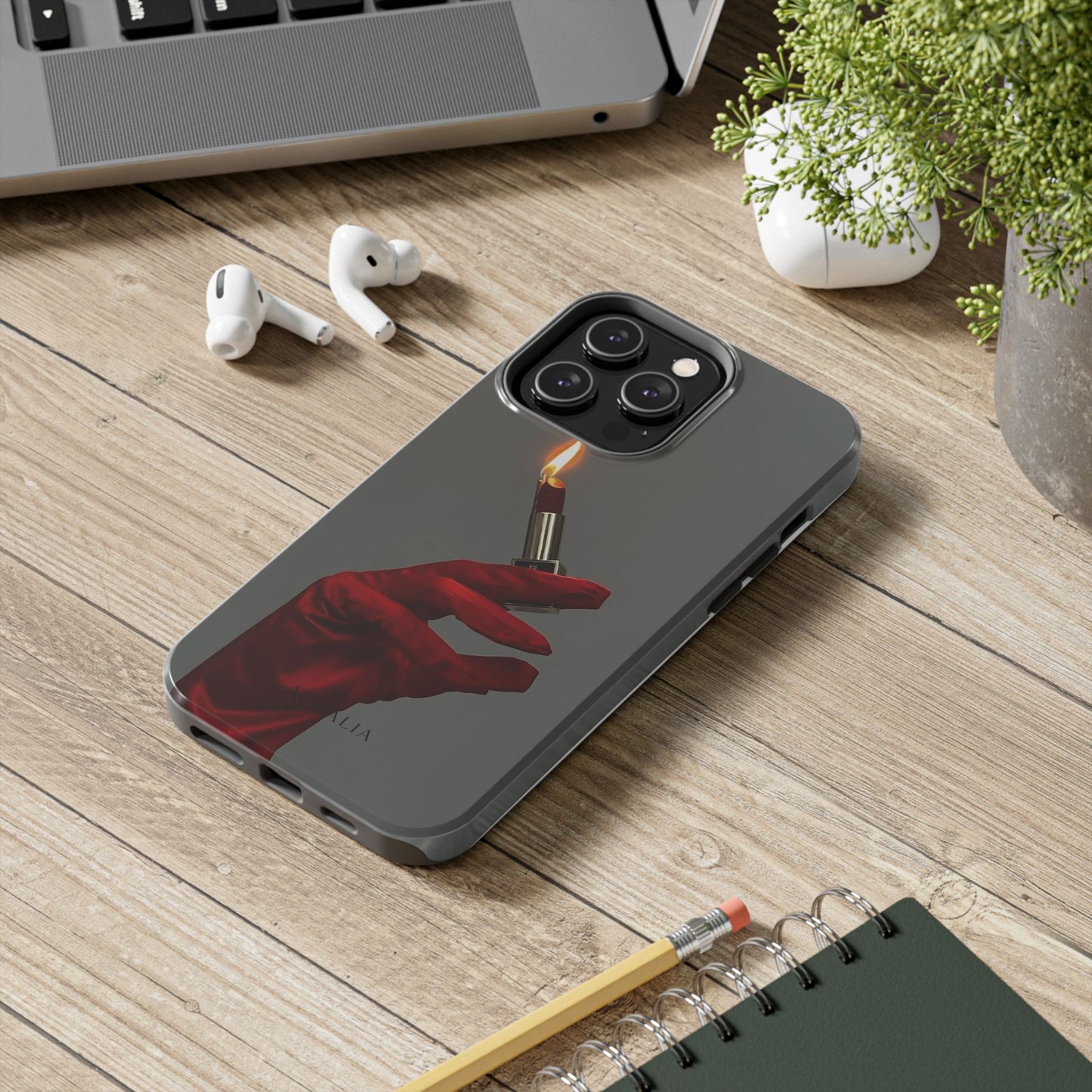Red Glove Lighter Tough Phone Case — Dark Gothic Flame Protective Cover