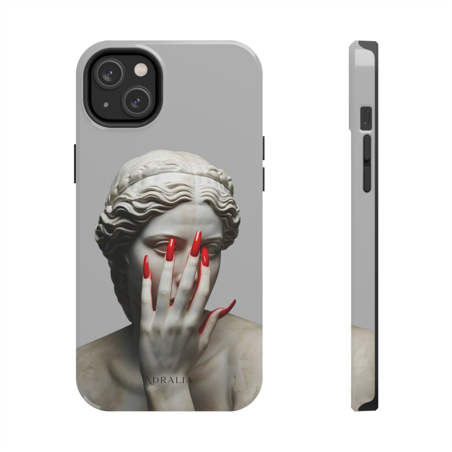Statue with Red Nails Phone Case — Moody Classical Art Protective Case