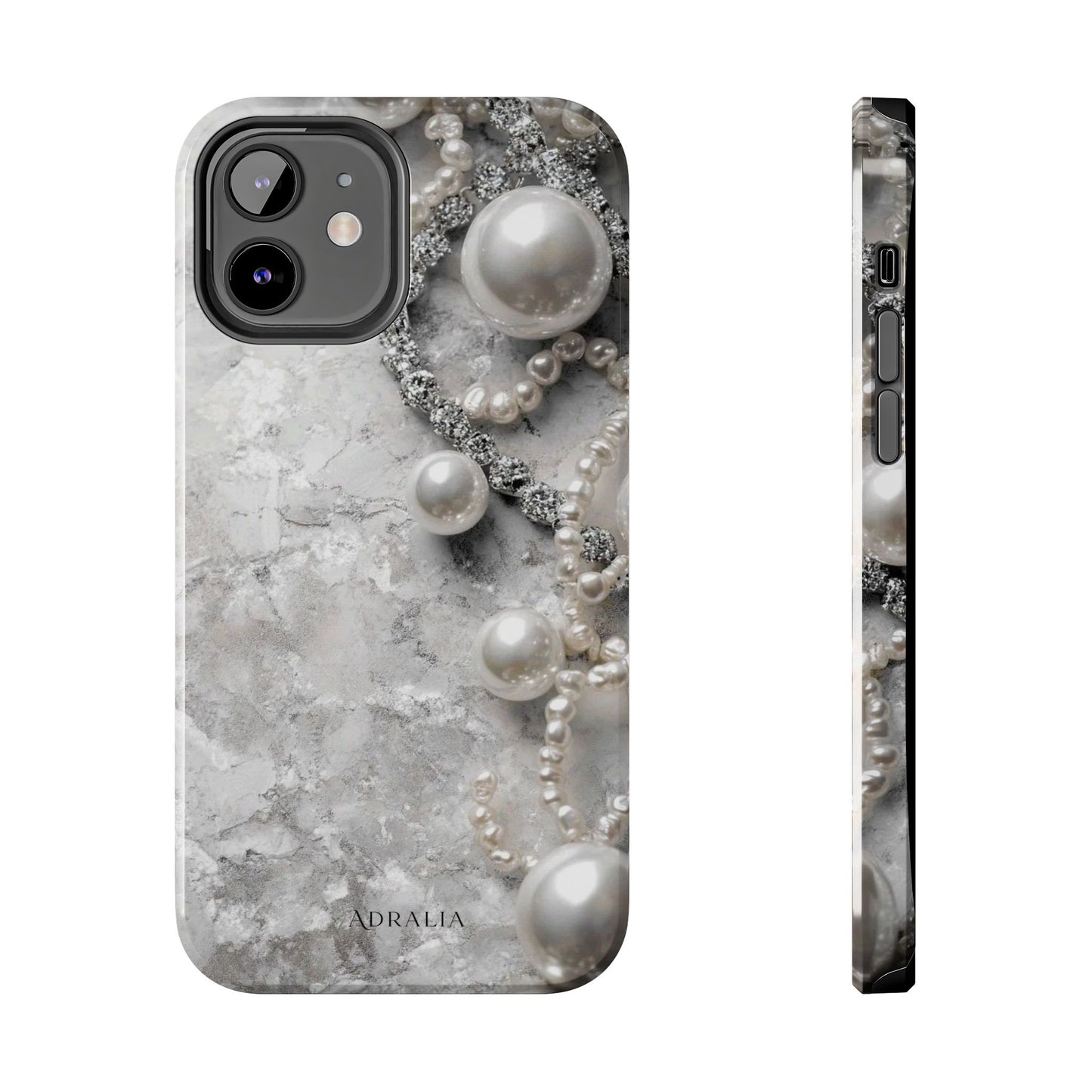 Pearl Luxe Tough Phone Case — Elegant Pearl & Crystal Protective Cover