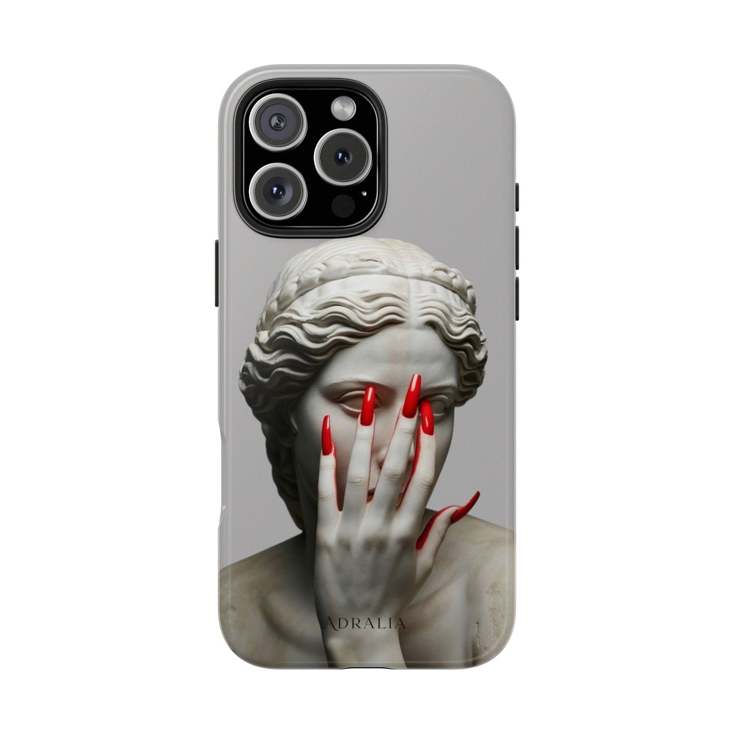 Statue with Red Nails Phone Case — Moody Classical Art Protective Case