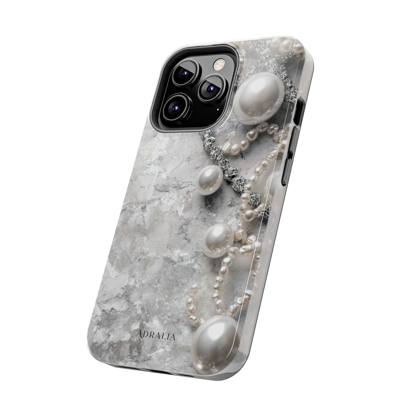 Pearl Luxe Tough Phone Case — Elegant Pearl & Crystal Protective Cover