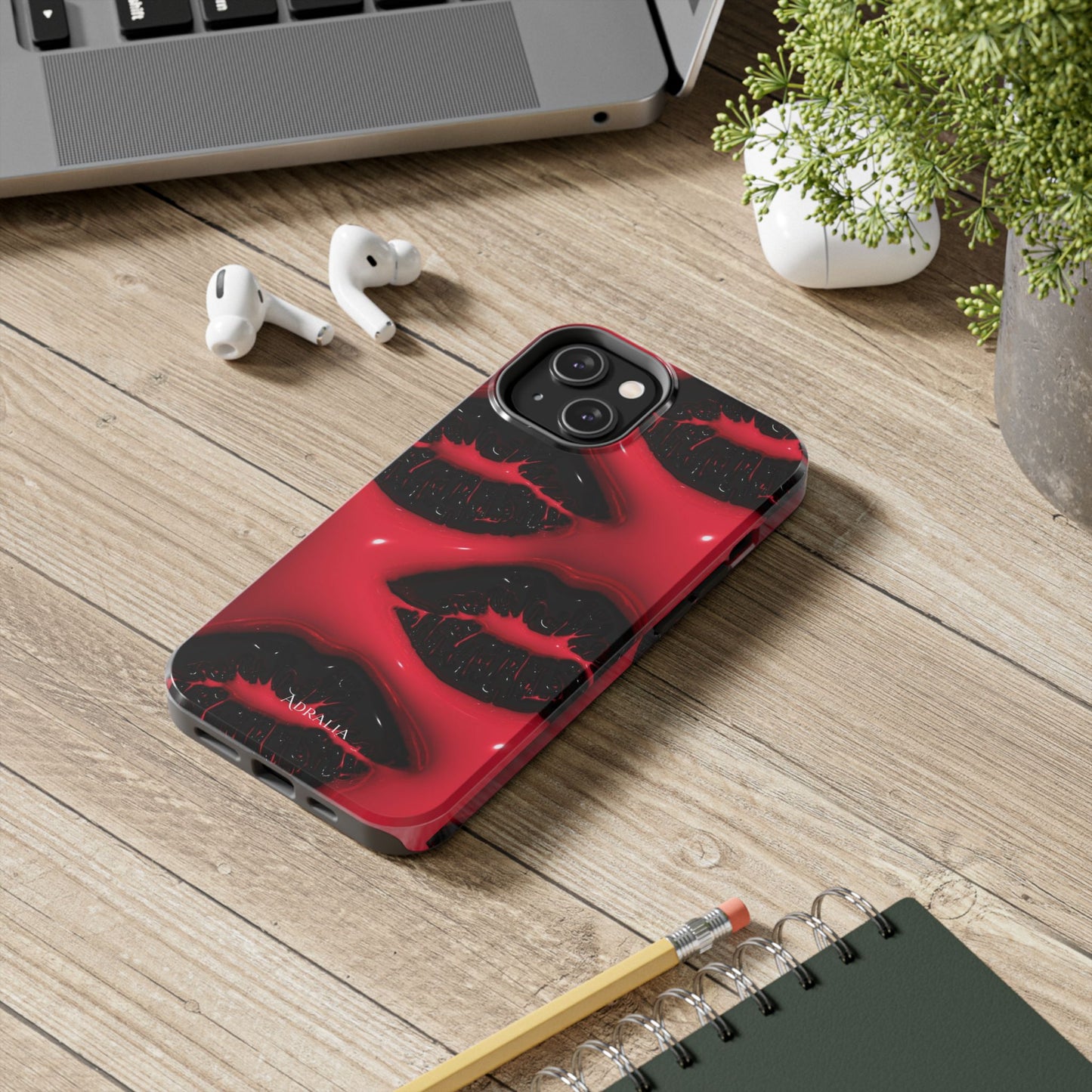 Tough Phone Case – Red Gloss Kiss Print, Shockproof Protective Cover