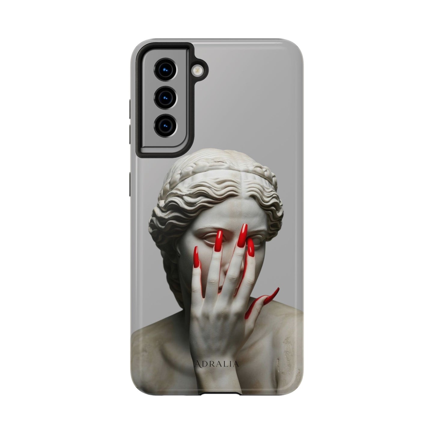 Statue with Red Nails Phone Case — Moody Classical Art Protective Case