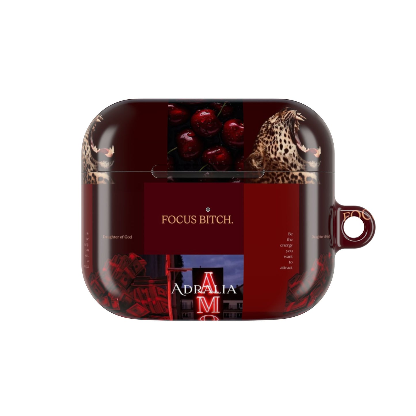 Focus Bitch AirPod Case — Red Leopard Graphic Protective Cover