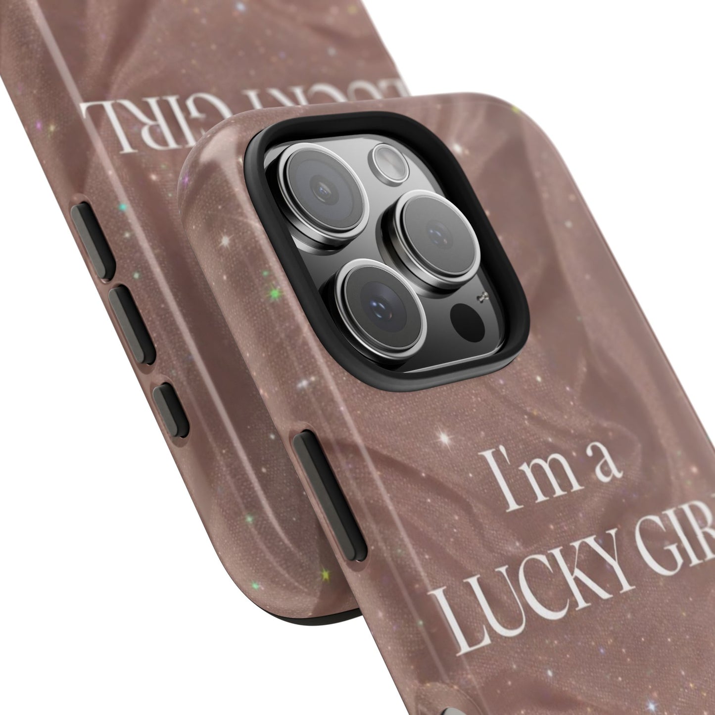 I'm a Lucky Girl Tough Phone Case – Sparkling Rose Marble Protective Cover