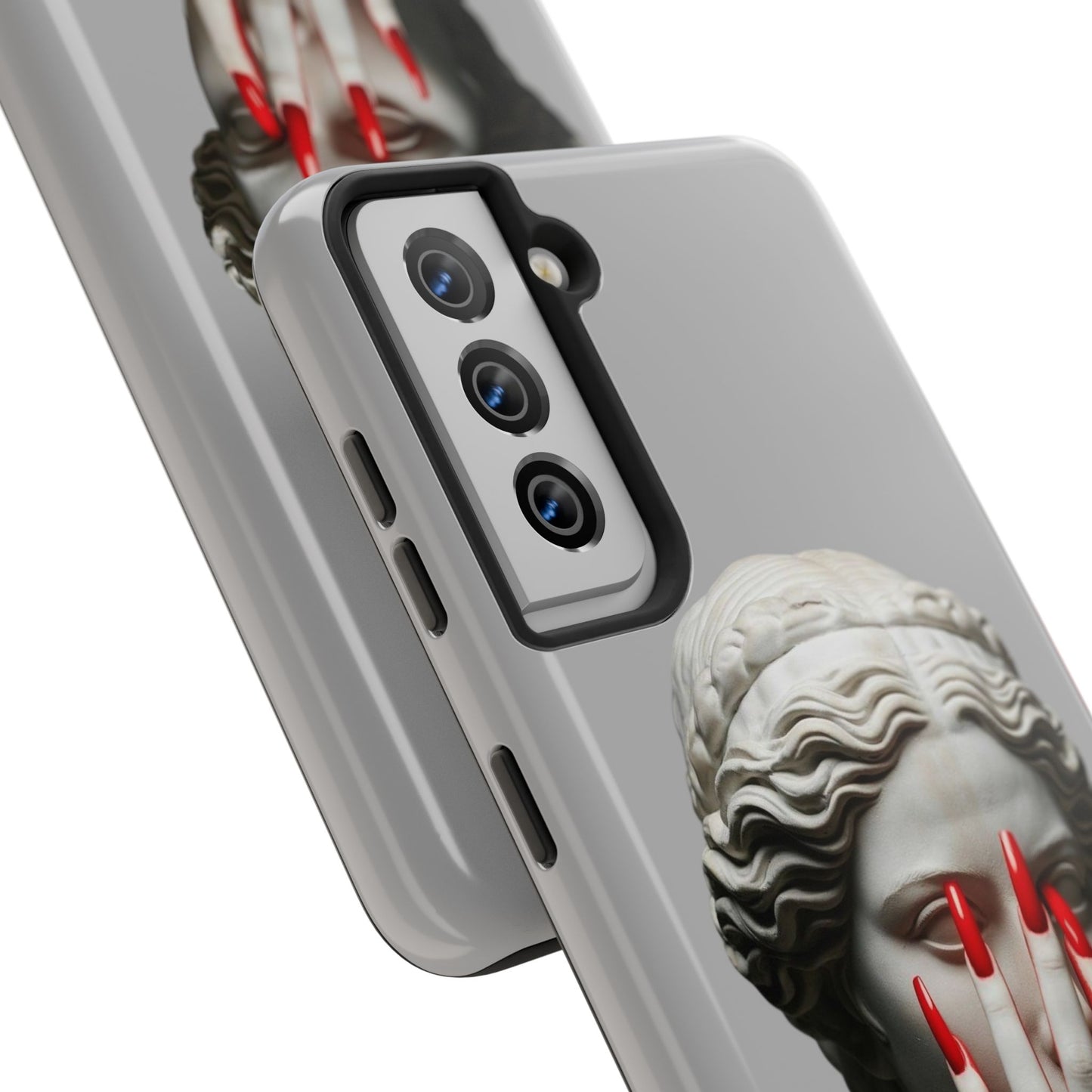 Statue with Red Nails Phone Case — Moody Classical Art Protective Case