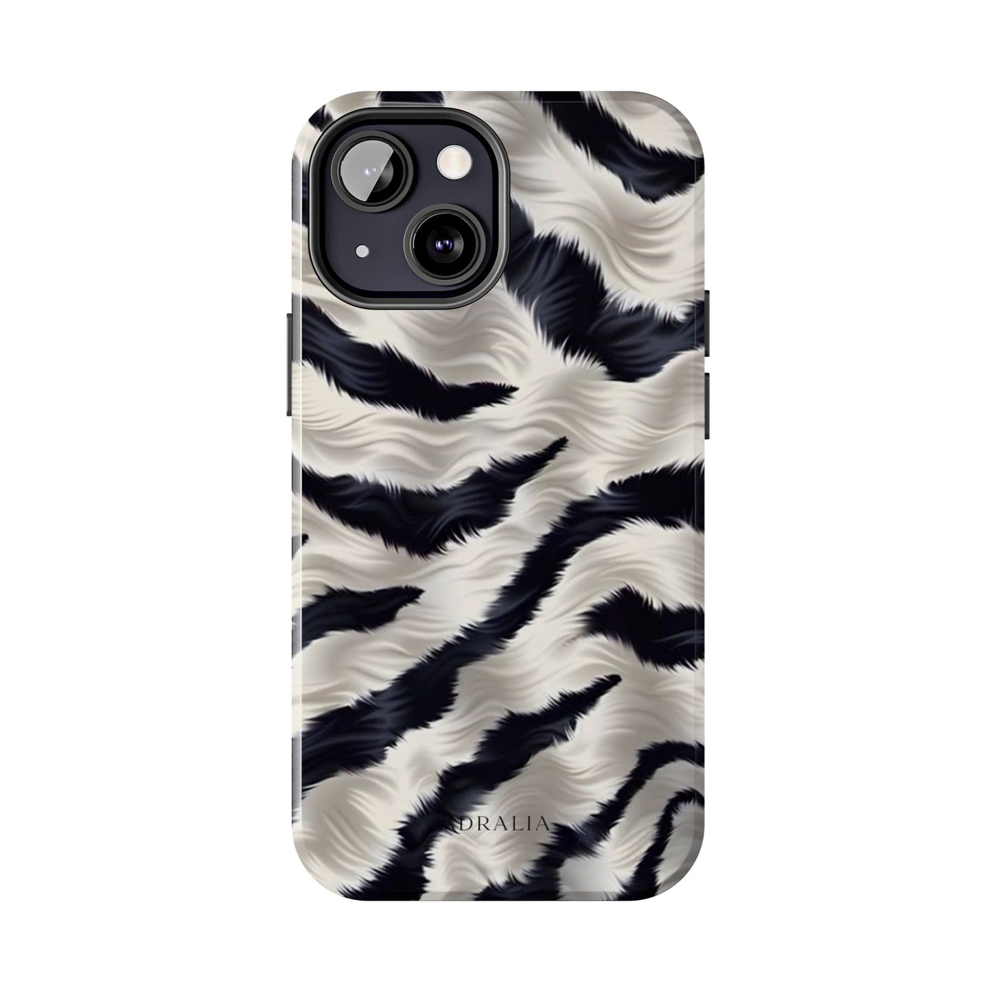 Faux Fur Zebra Tough Phone Case — Black & Ivory Animal Print