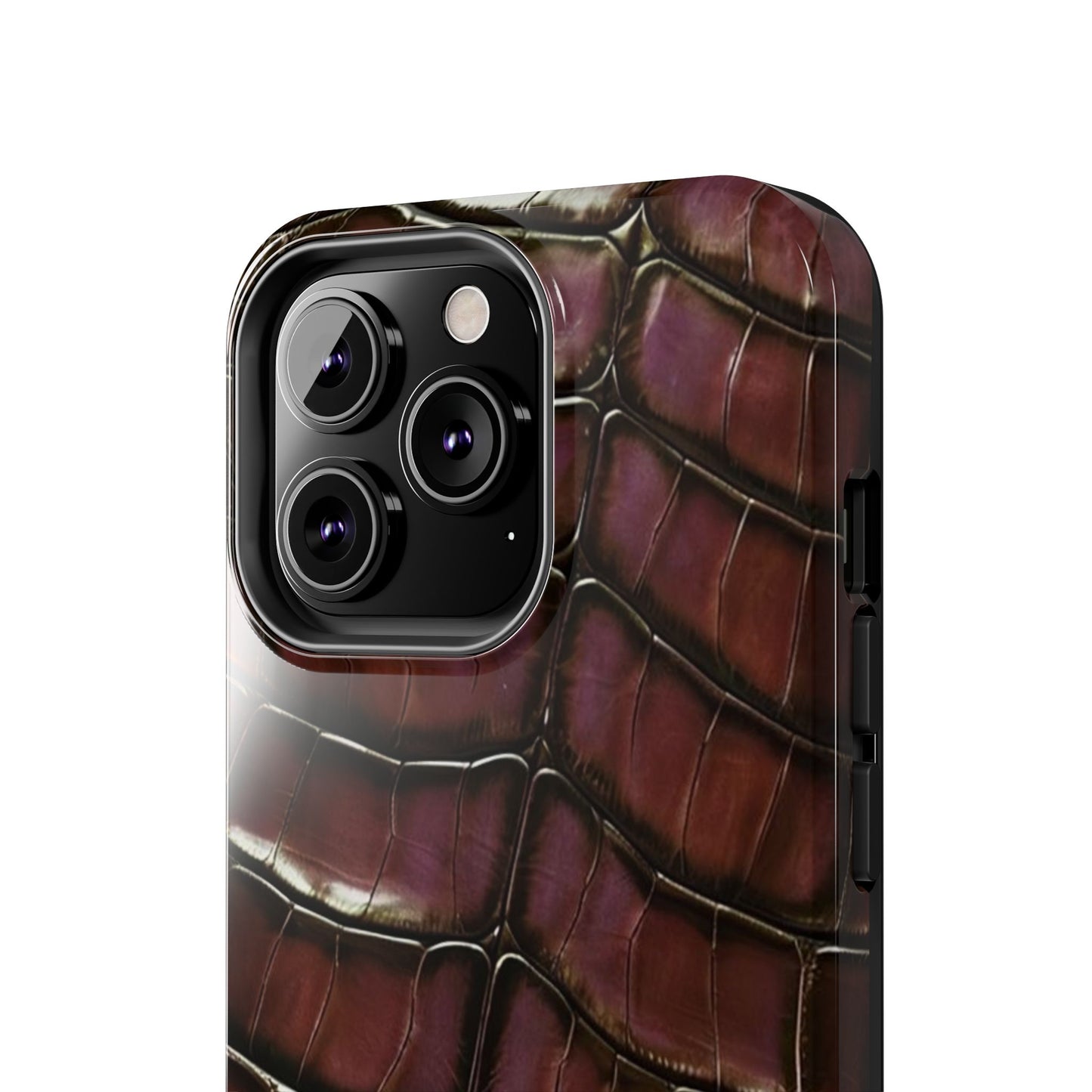 Croc-Embossed Tough Phone Case — Burgundy Faux Alligator with ADRALIA Accent